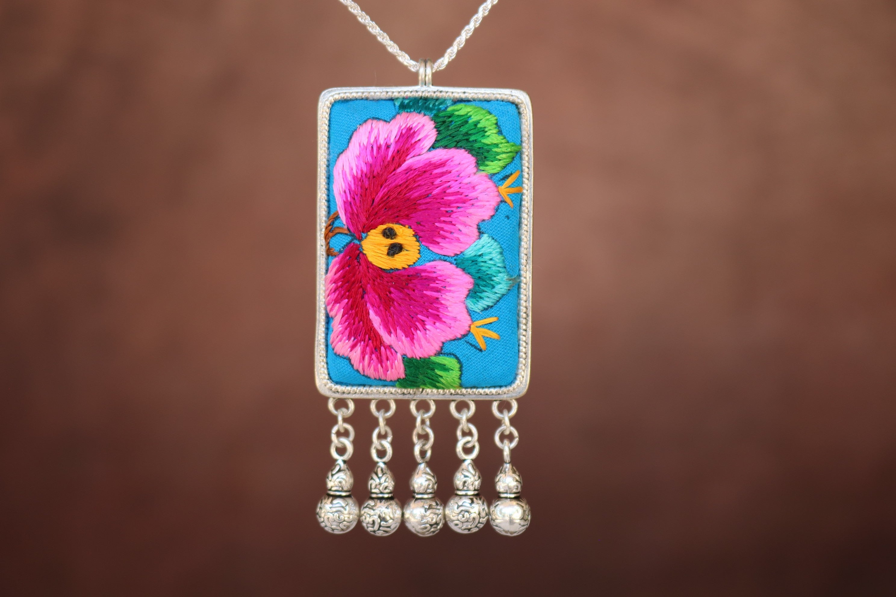 Fortune Tablet Embroidered Necklace