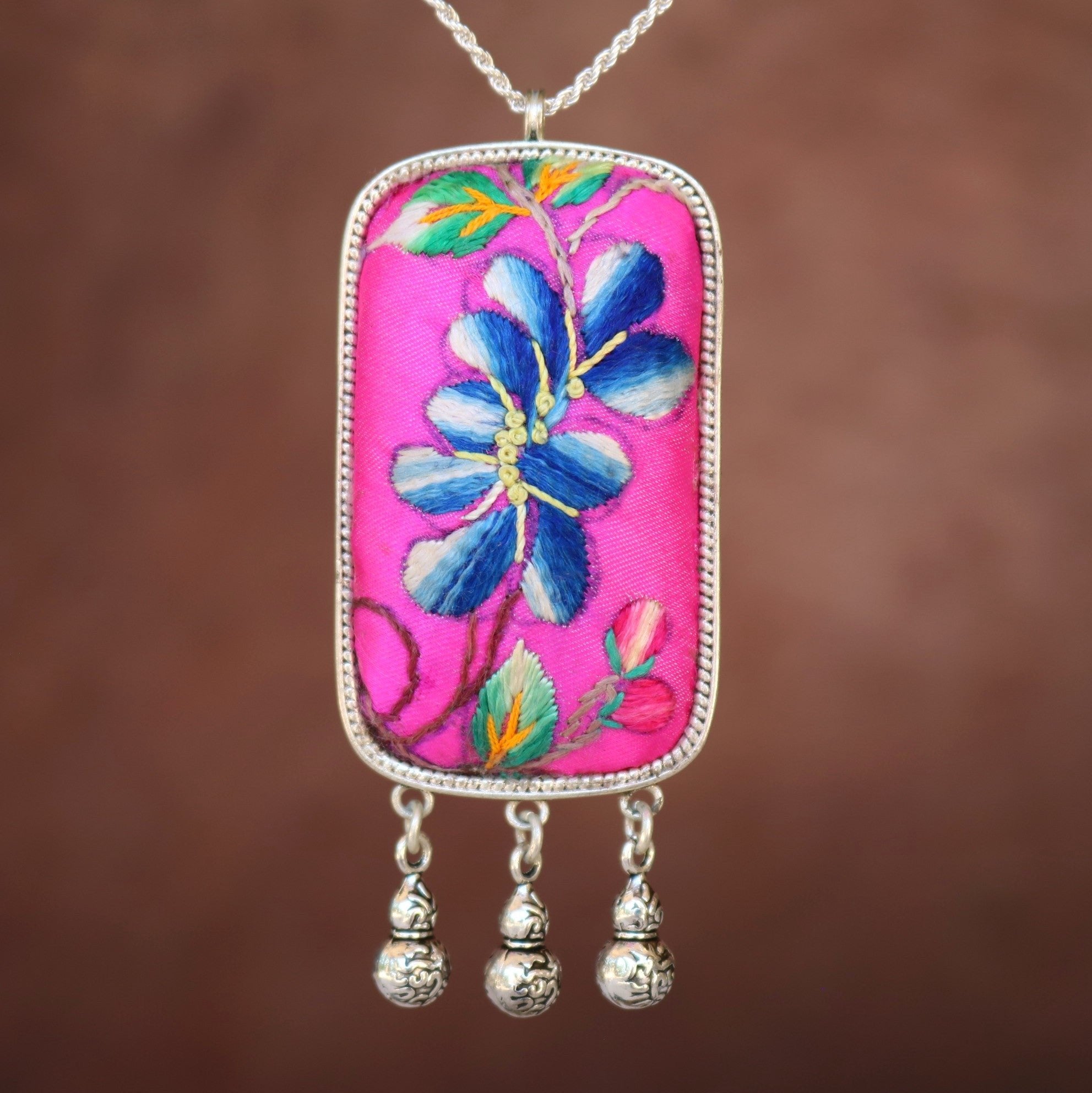 Eternal Fortune Tablet Hand Embroidered Necklace