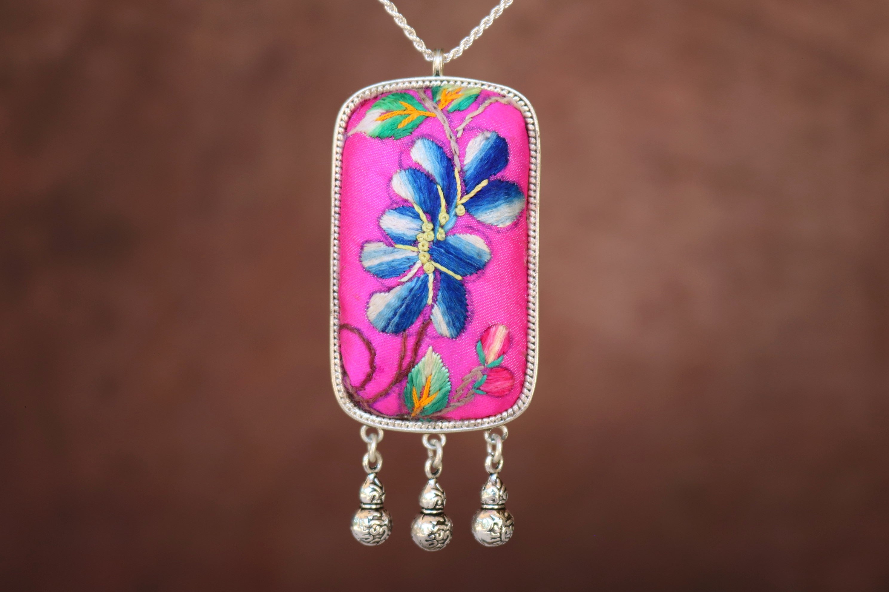 Fortune Tablet Embroidered Necklace