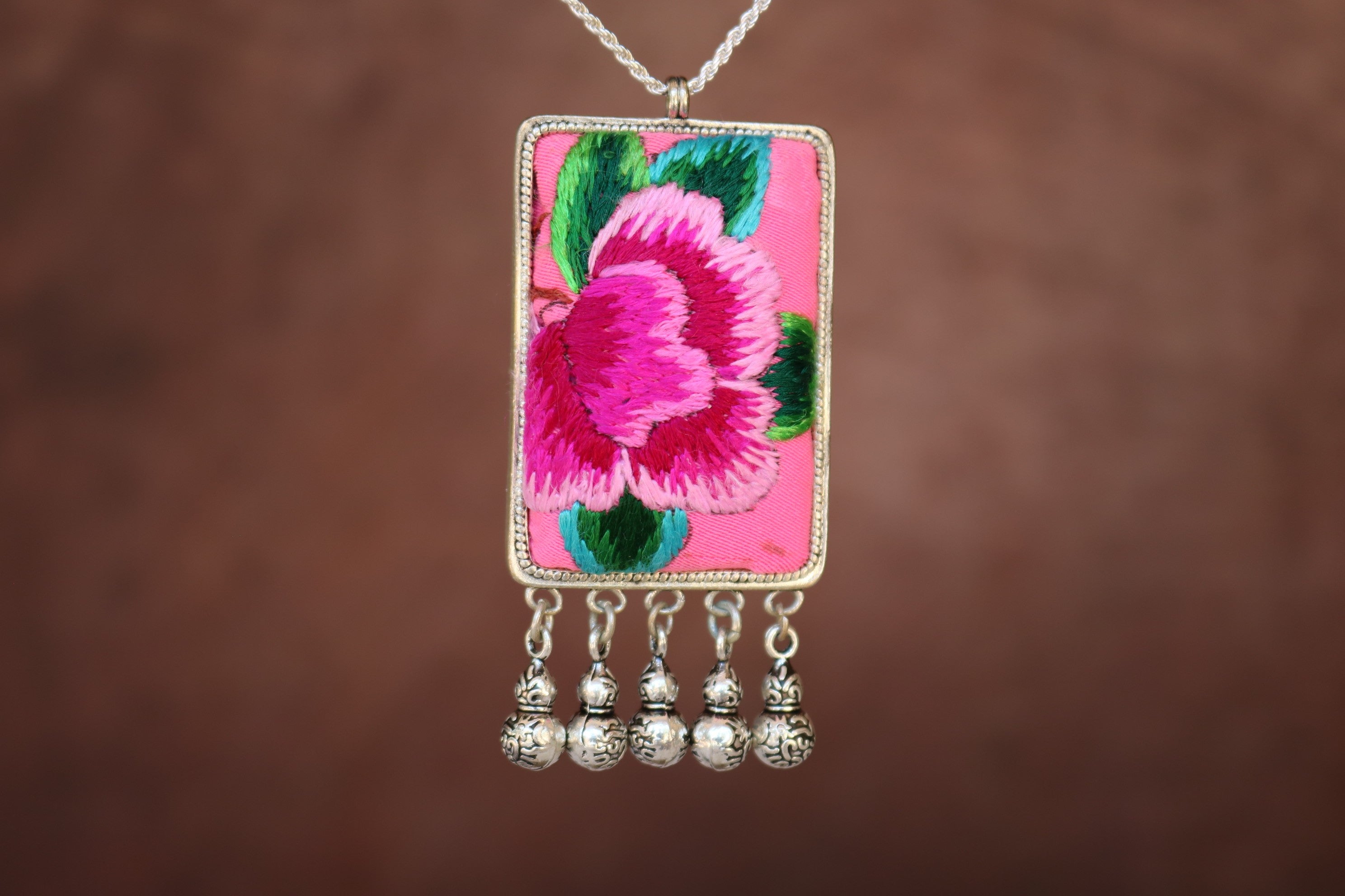 Fortune Tablet Embroidered Necklace