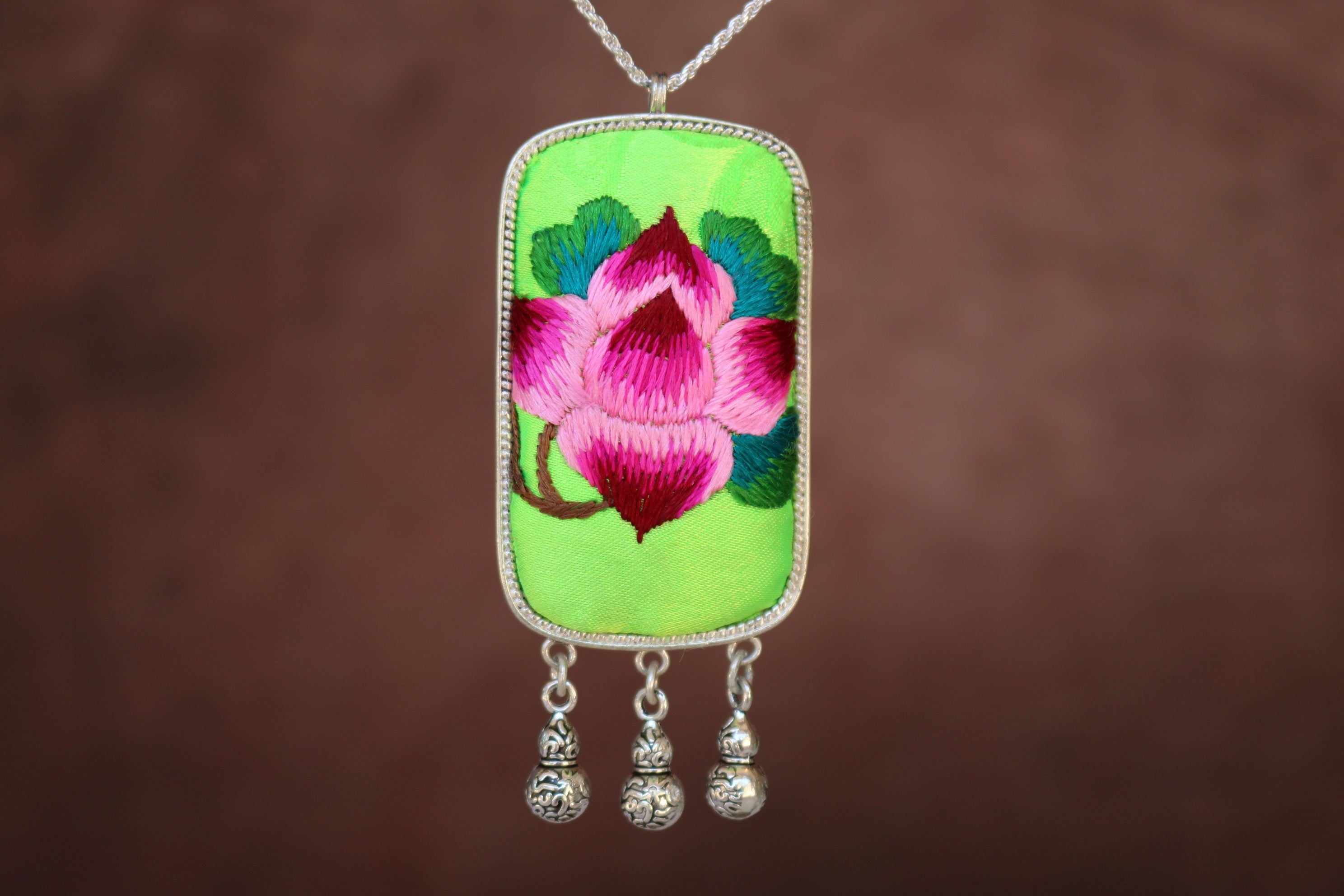 Fortune Tablet Embroidered Necklace