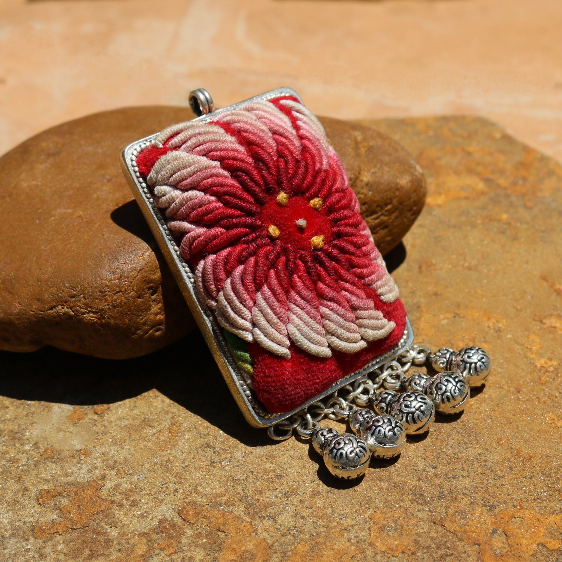 Eternal Fortune Tablet Hand Embroidered Necklace