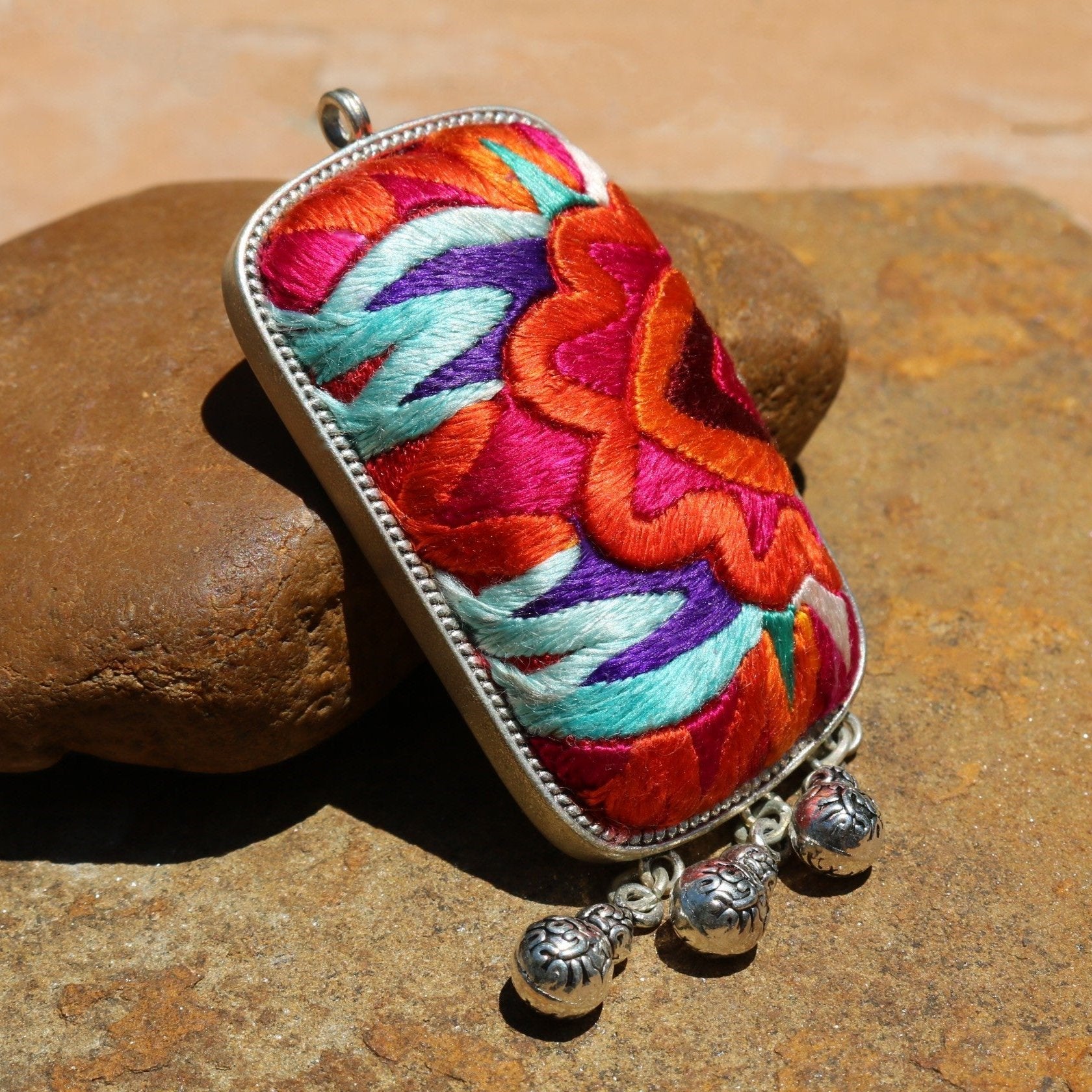 Eternal Fortune Tablet Hand Embroidered Necklace