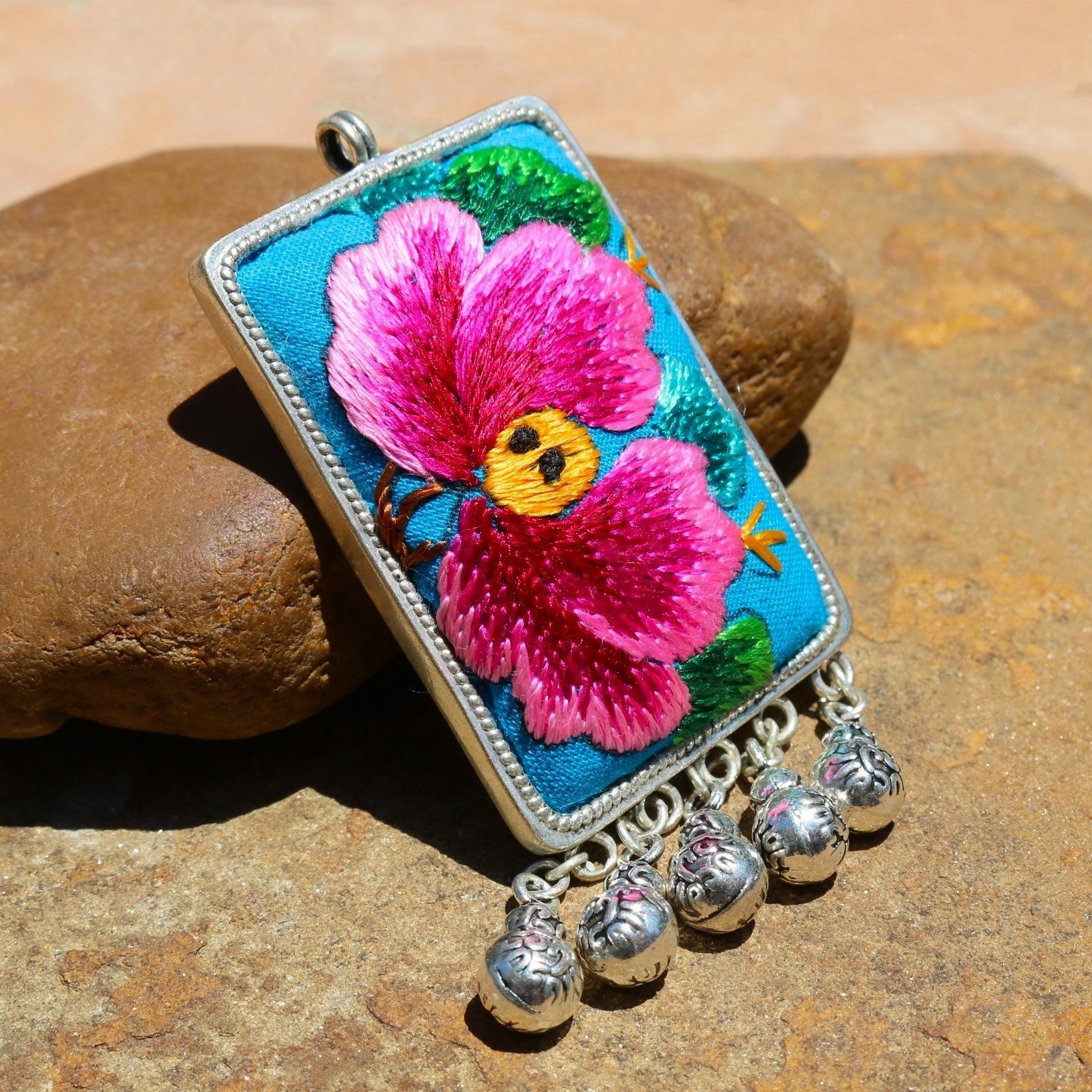 Eternal Fortune Tablet Hand Embroidered Necklace