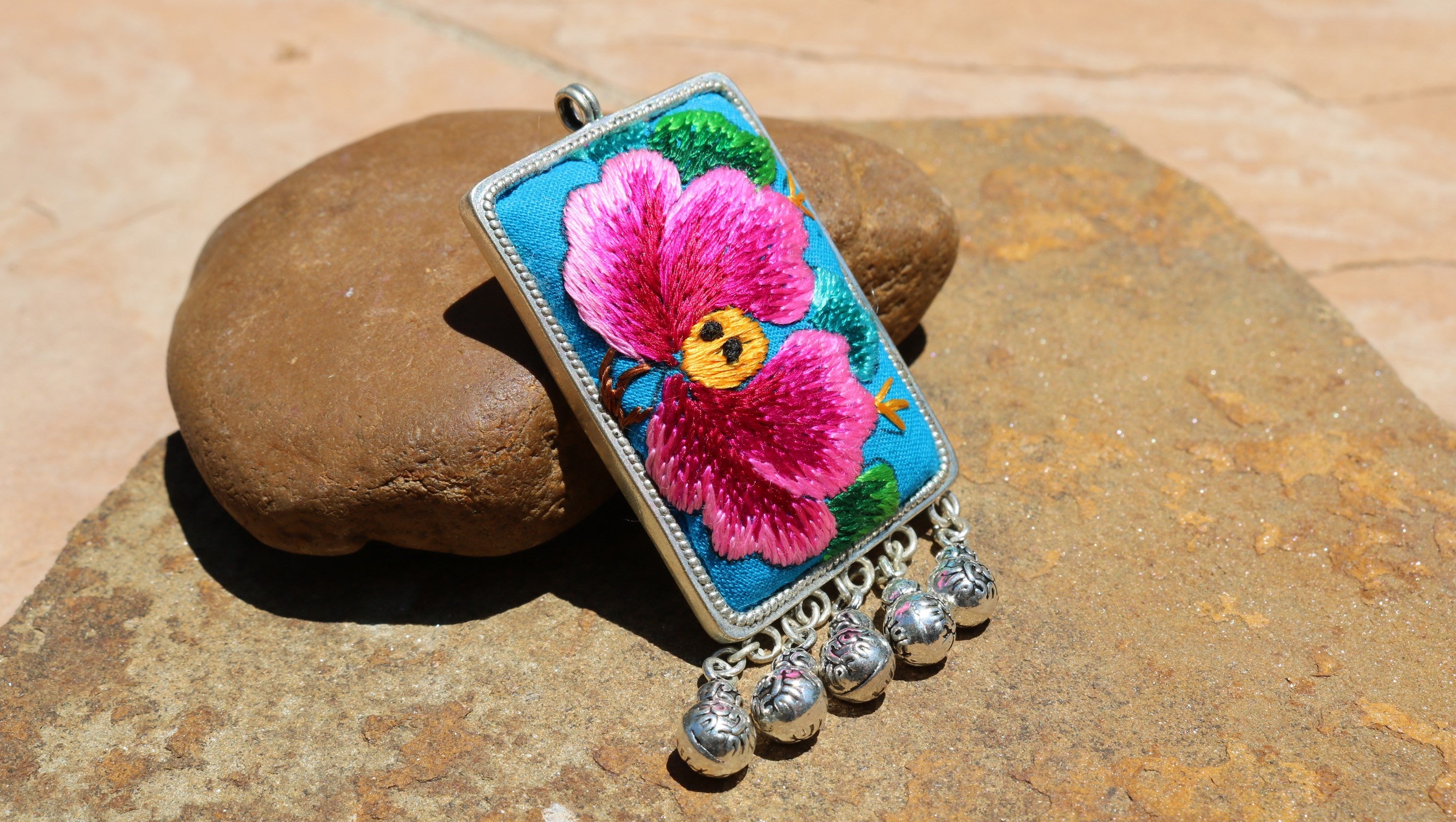 Fortune Tablet Embroidered Necklace