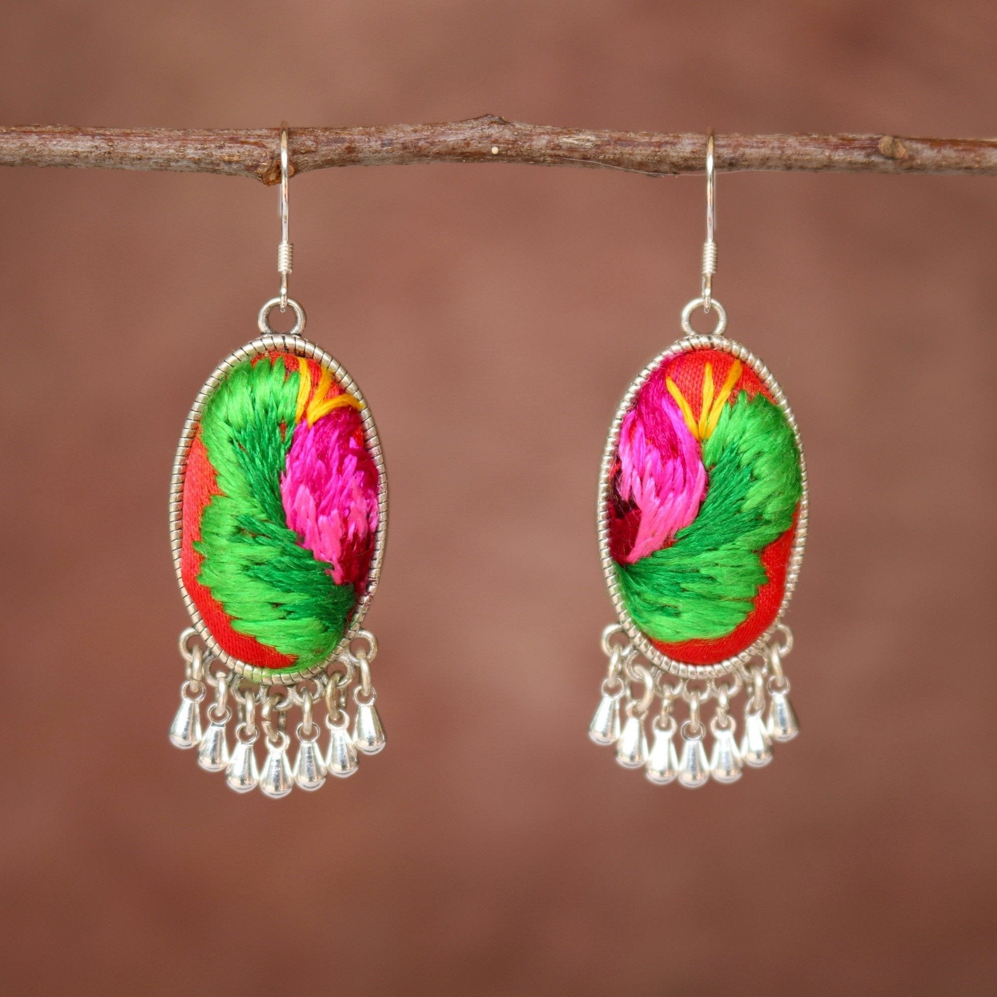 Serenity Embroidered Teardrop Earrings