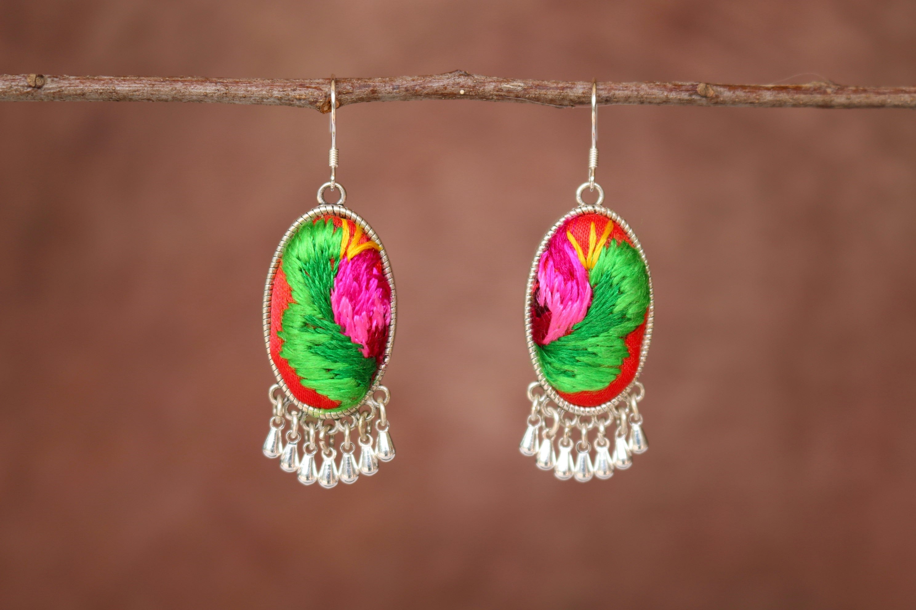 Serenity Embroidered Teardrop Earrings