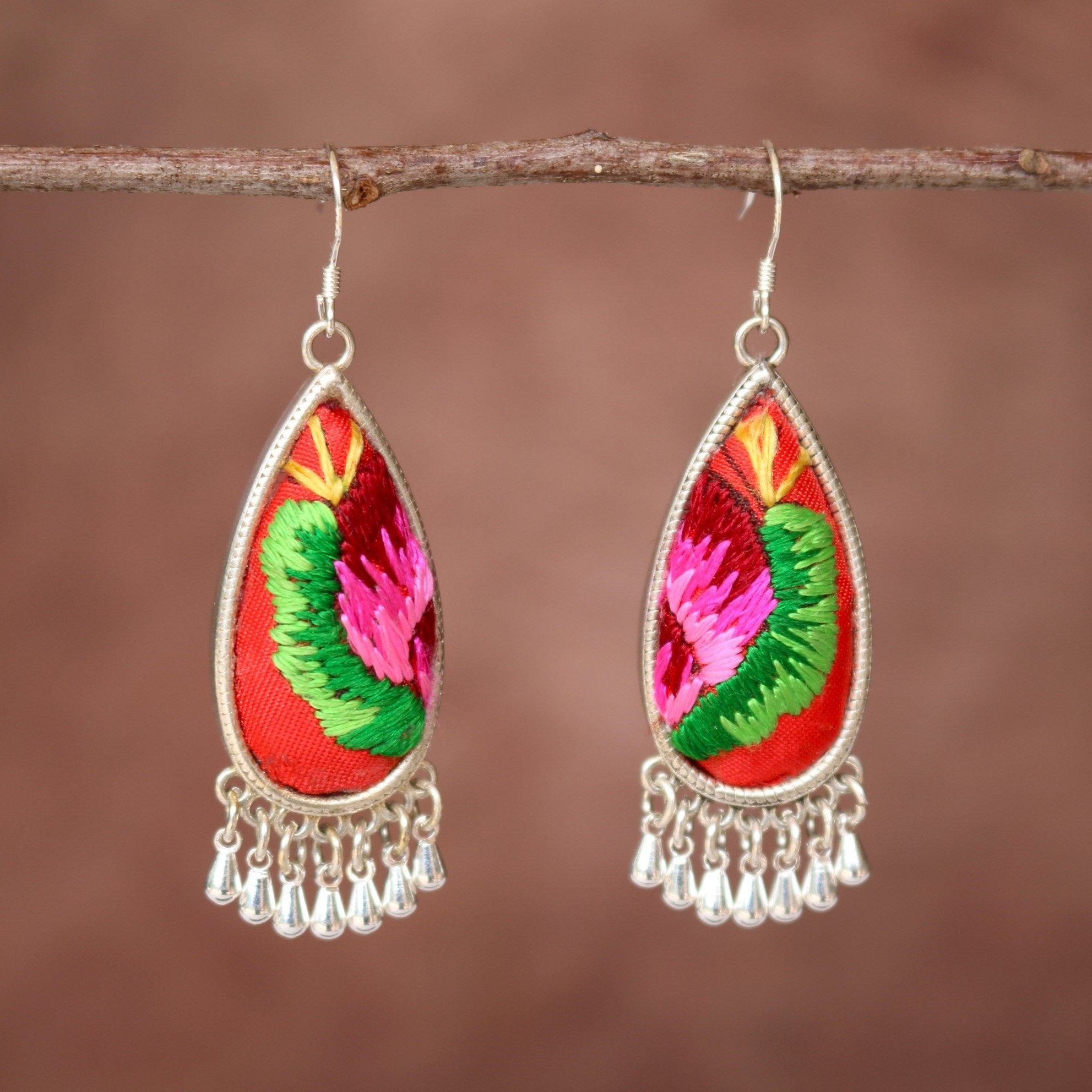 Serenity Embroidered Teardrop Earrings