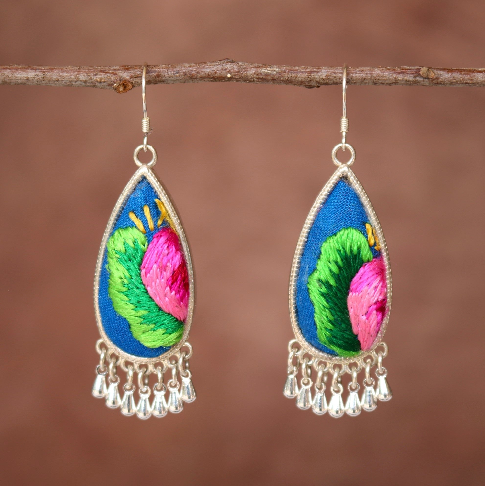 Serenity Embroidered Teardrop Earrings