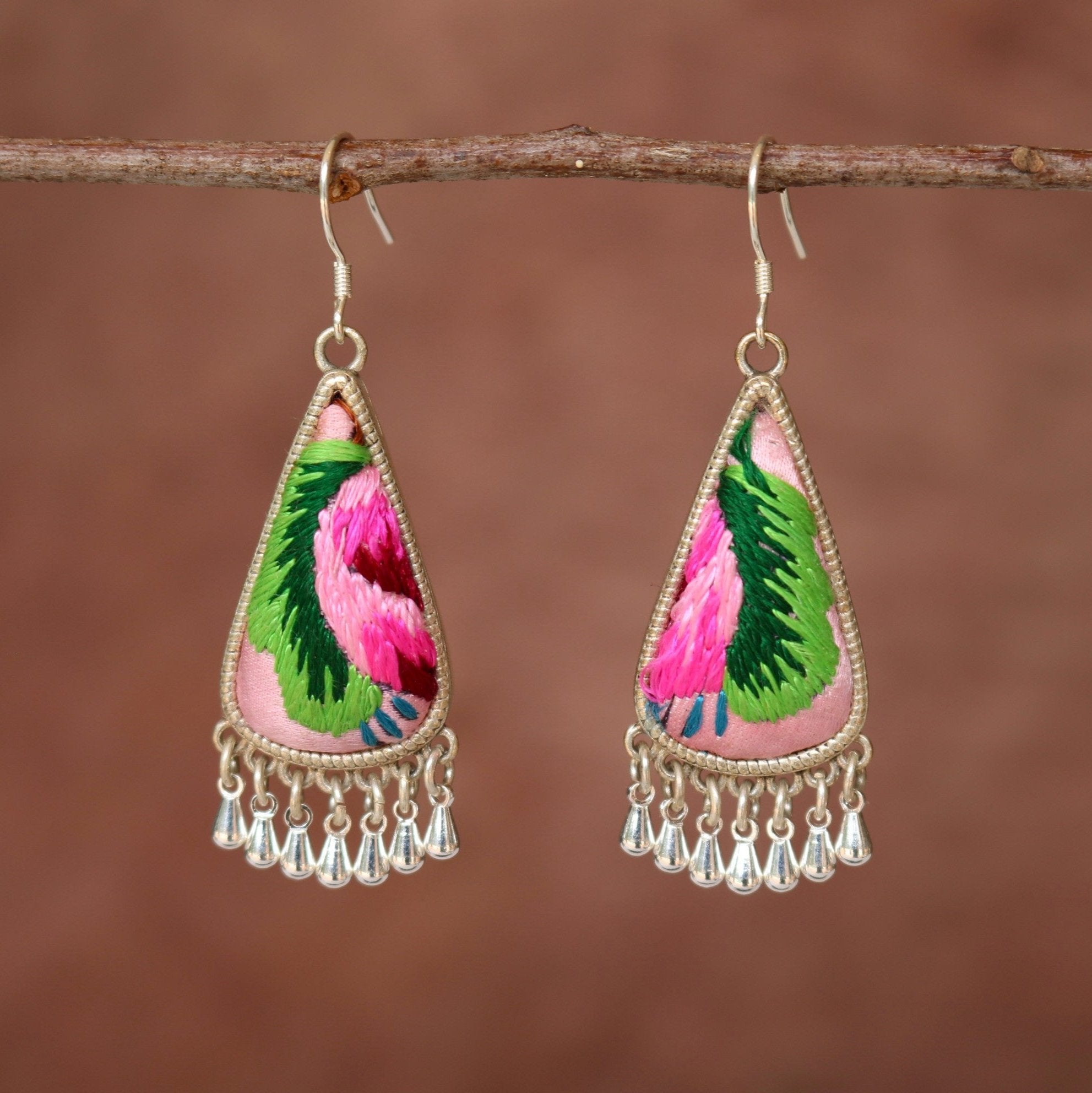 Serenity Embroidered Teardrop Earrings