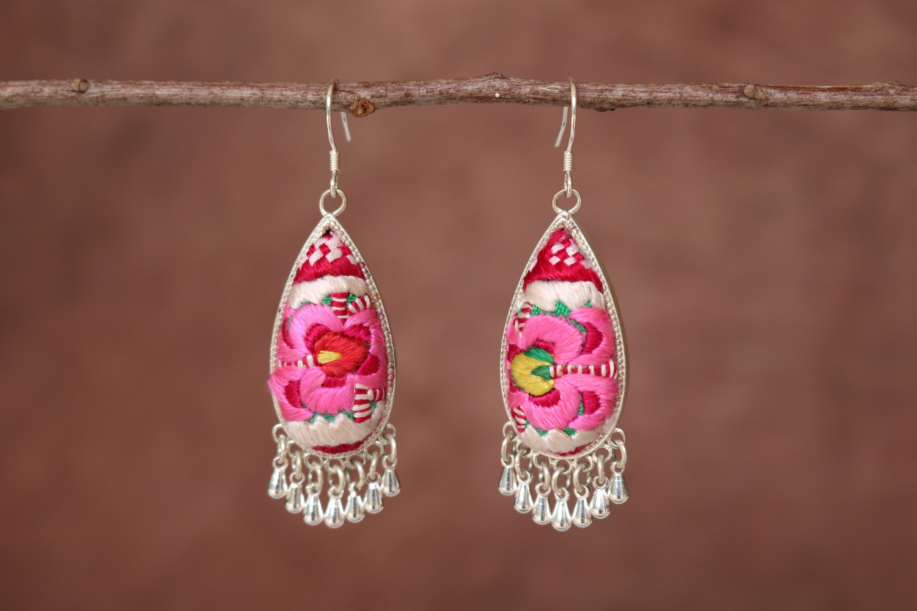 Serenity Embroidered Teardrop Earrings