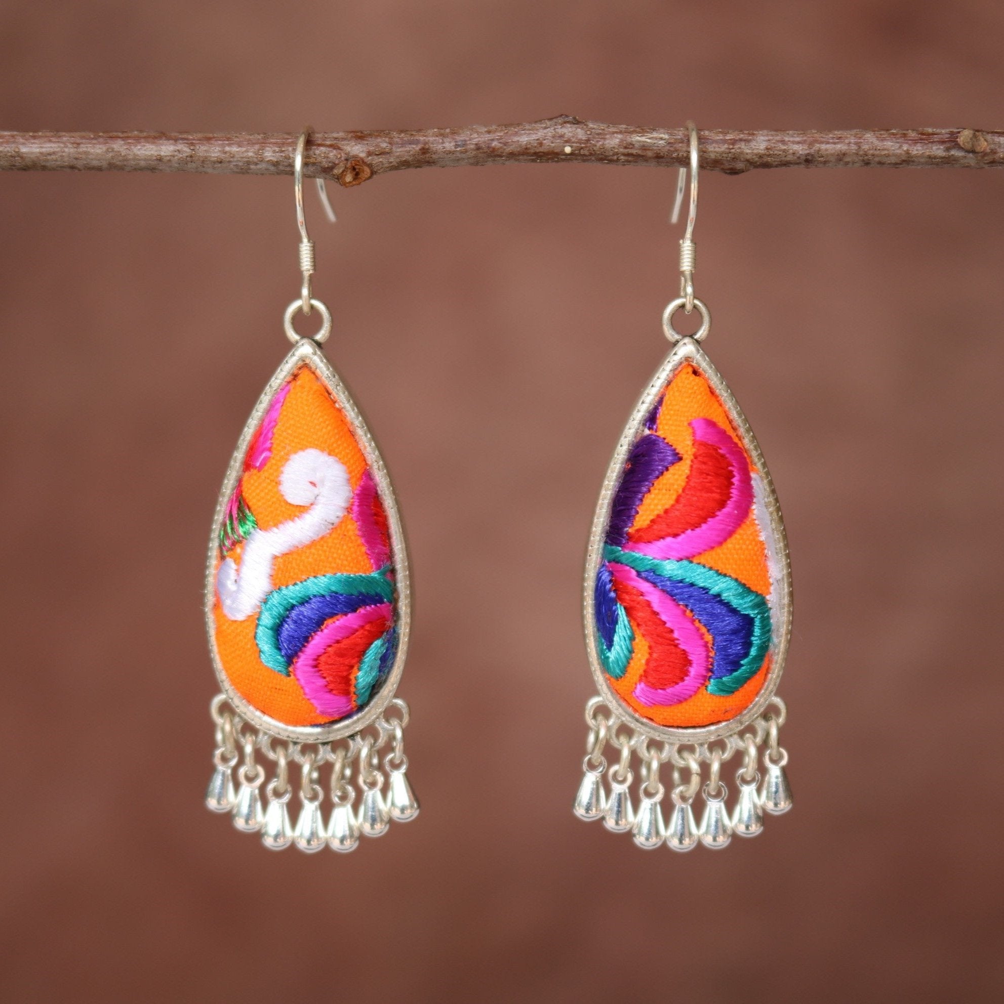 Serenity Embroidered Teardrop Earrings