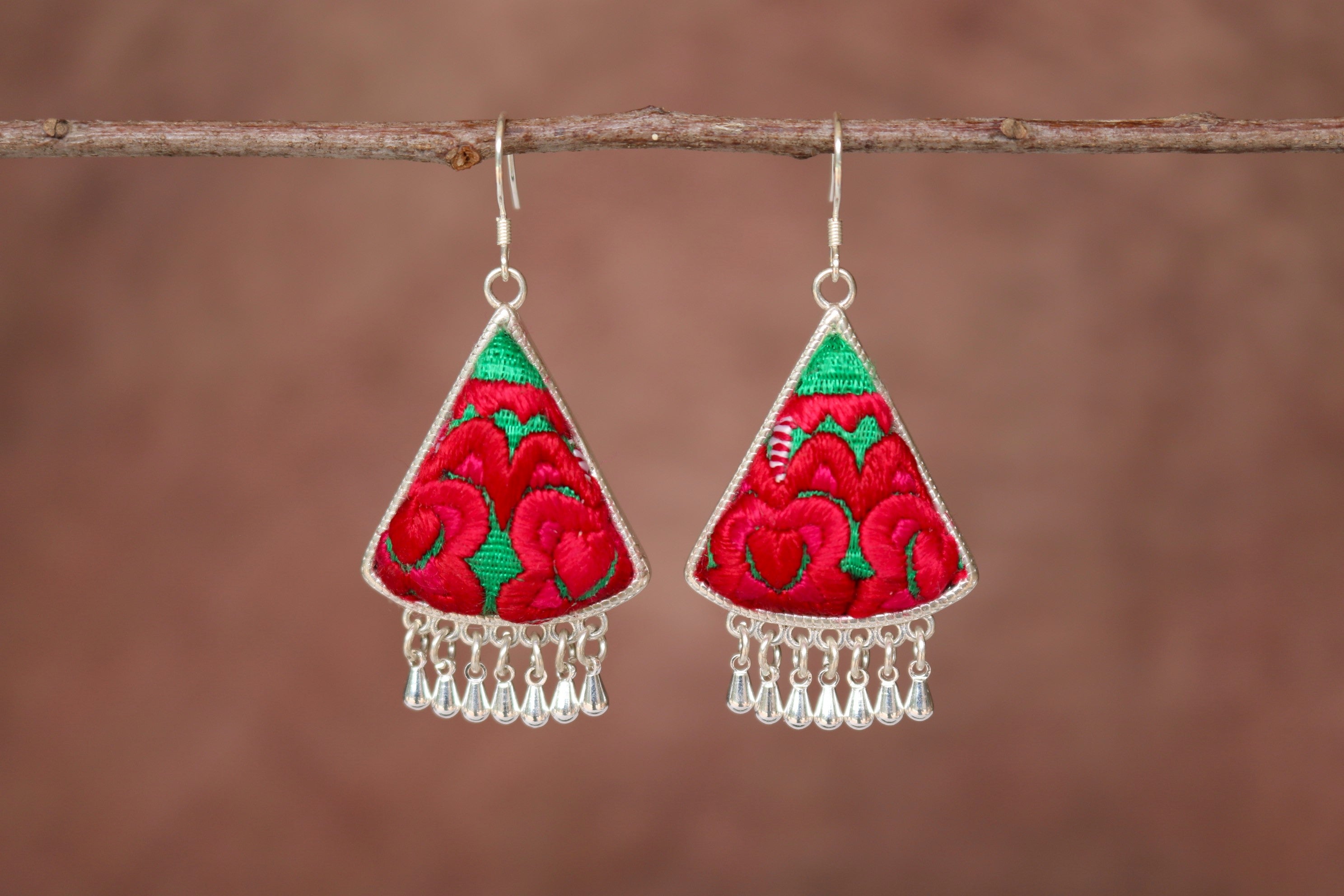 Tranquil Embroidered Teardrop Earrings