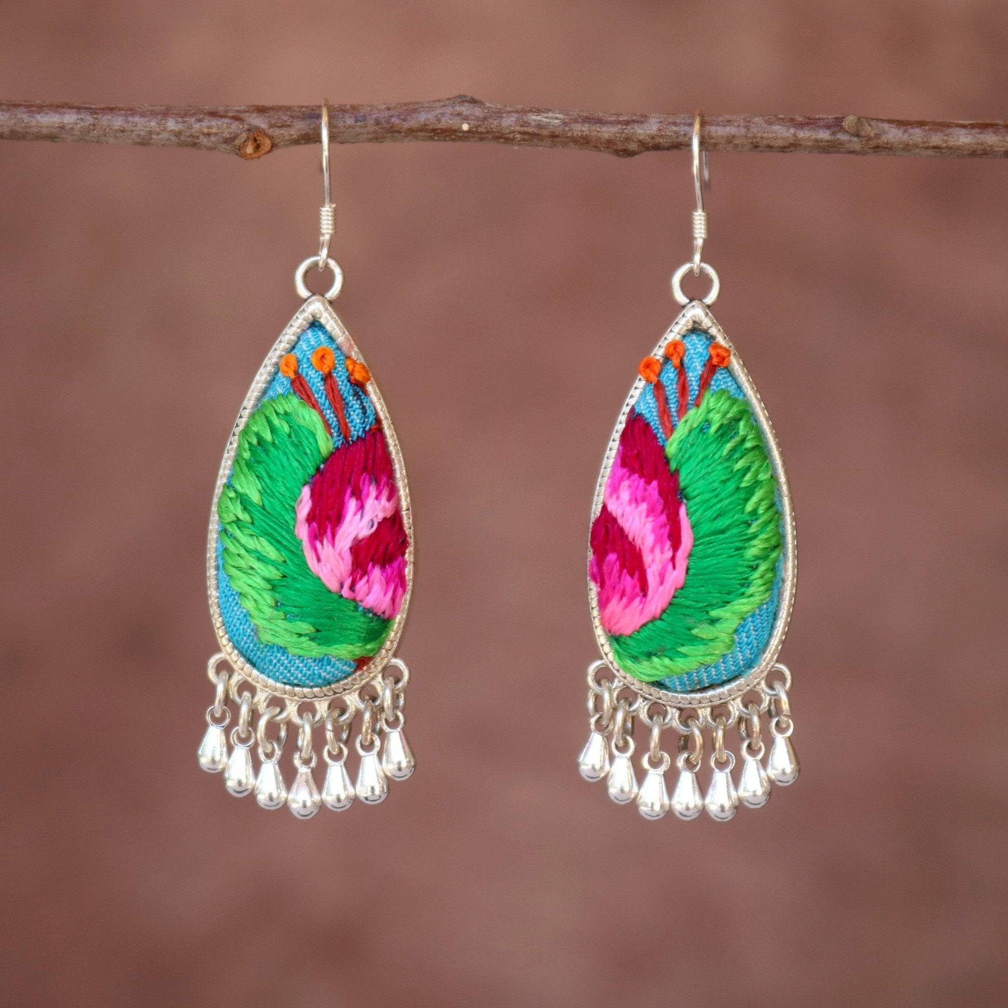 Serenity Embroidered Teardrop Earrings