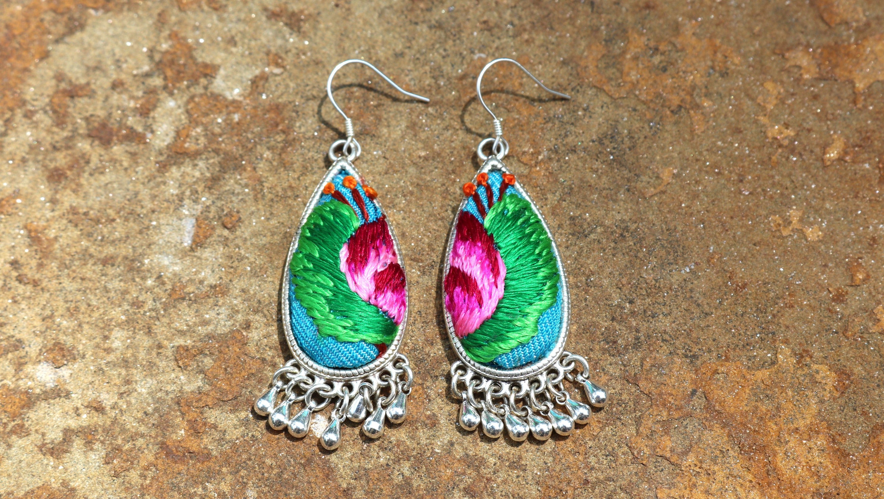 Serenity Embroidered Teardrop Earrings