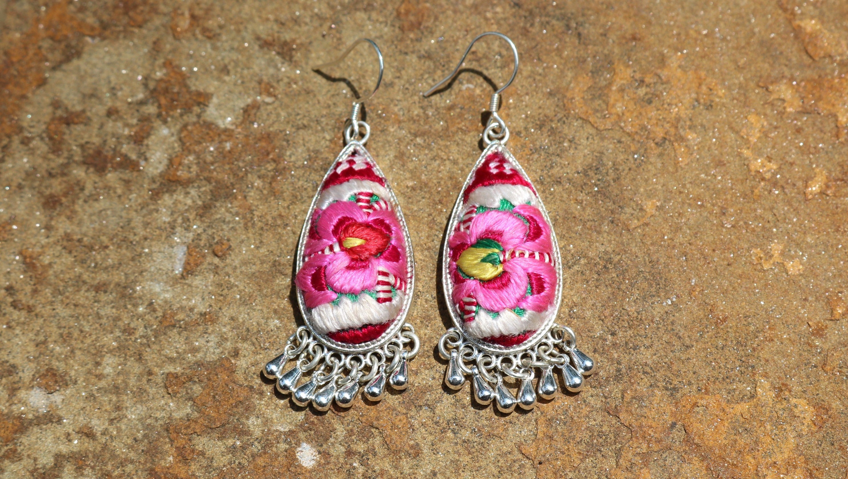 Serenity Embroidered Teardrop Earrings