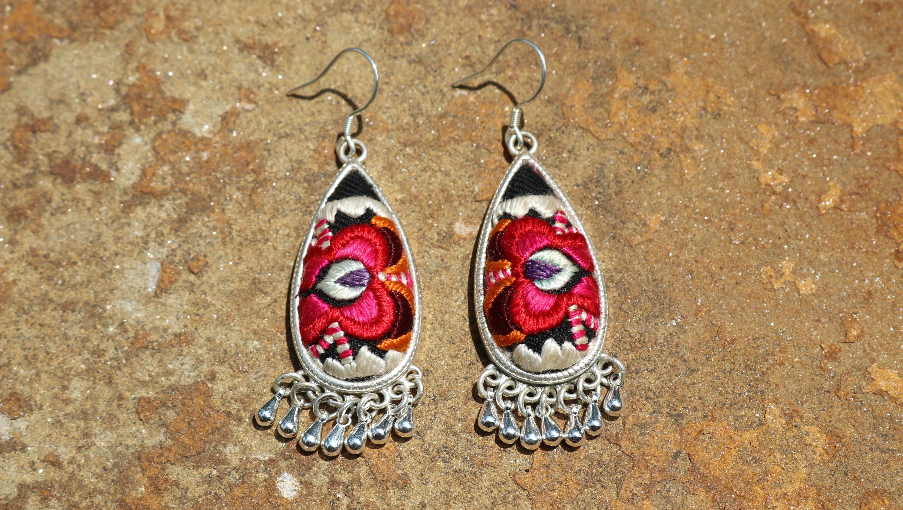 Serenity Embroidered Teardrop Earrings