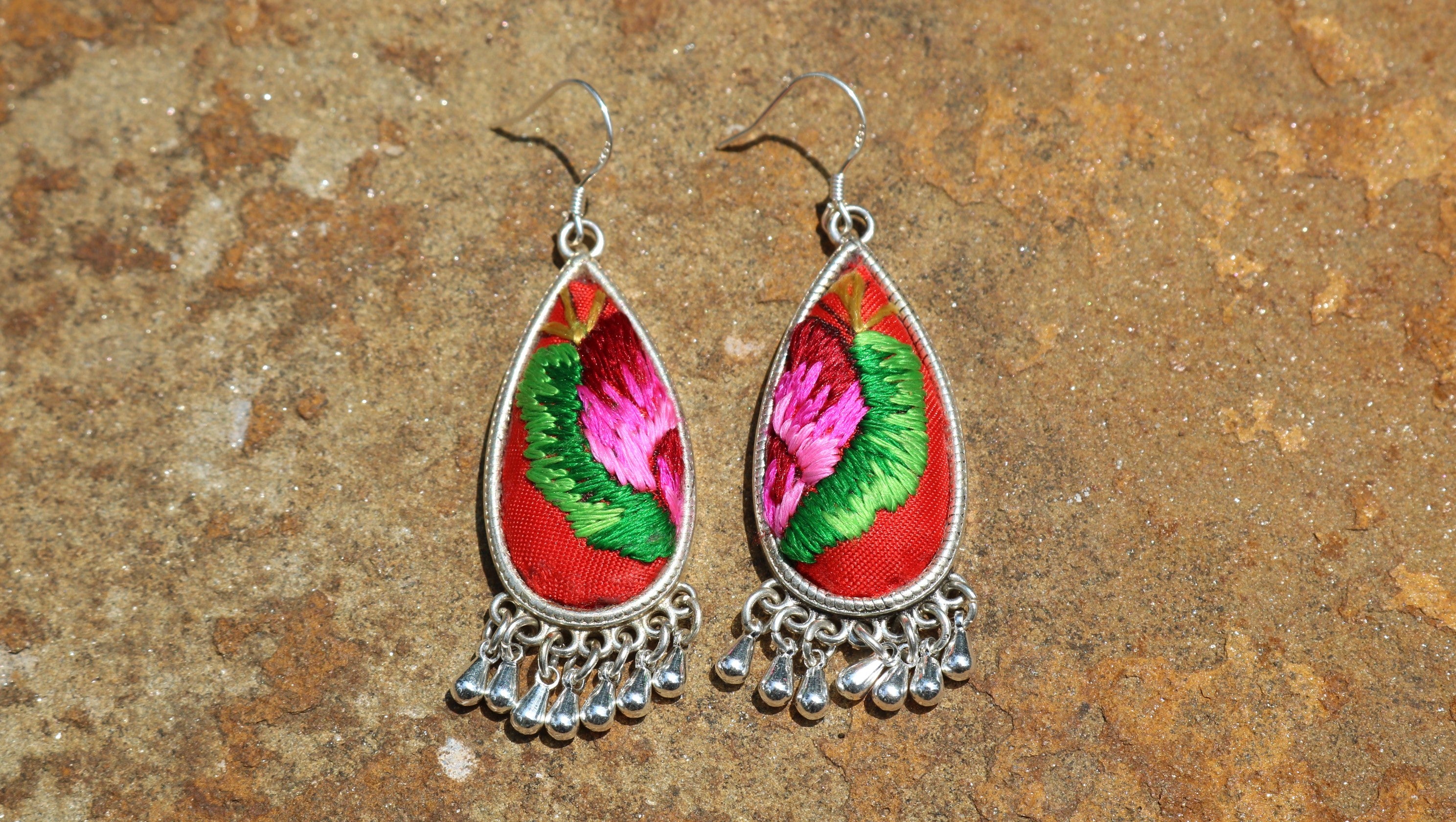 Serenity Embroidered Teardrop Earrings