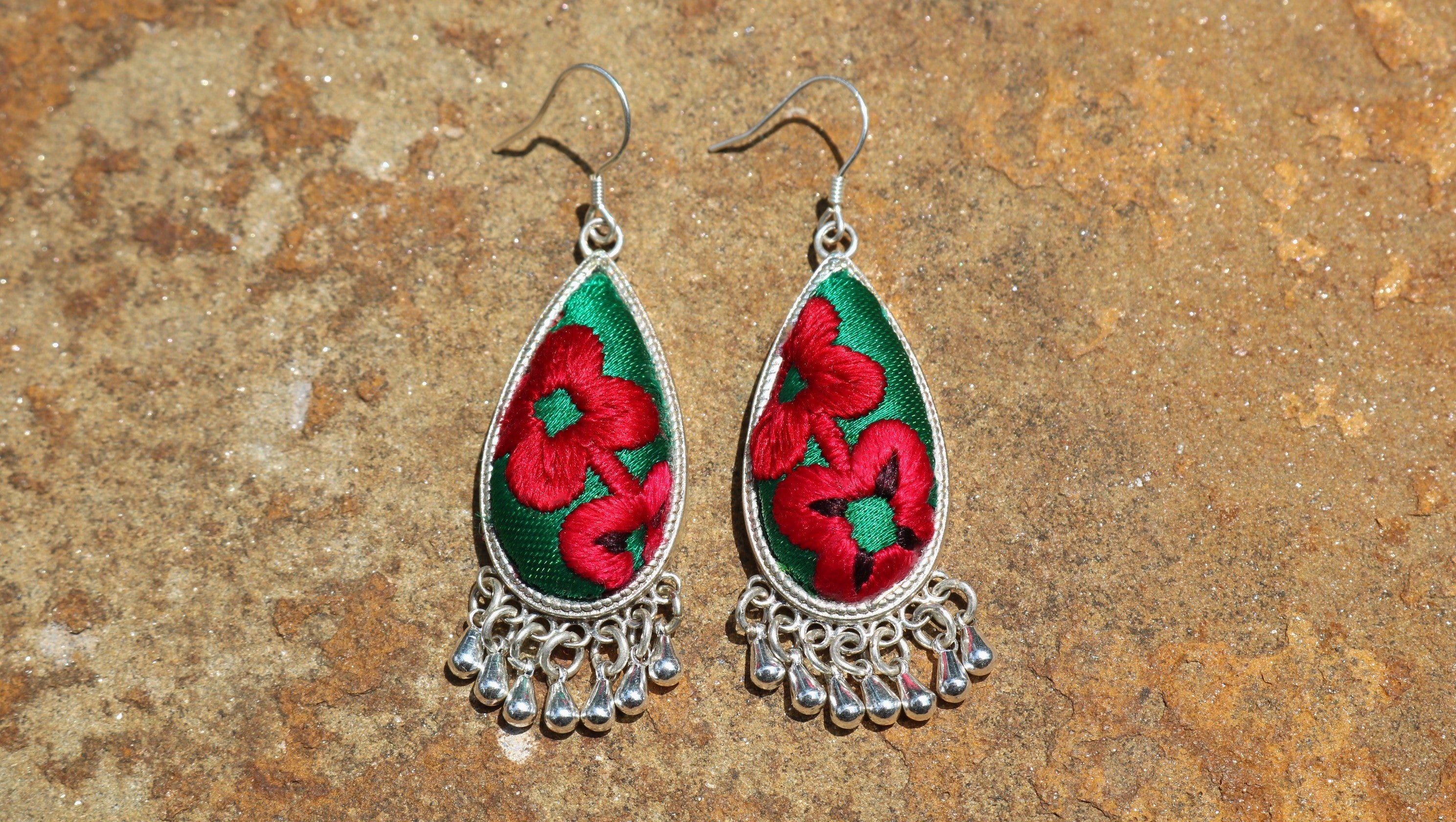 Serenity Embroidered Teardrop Earrings