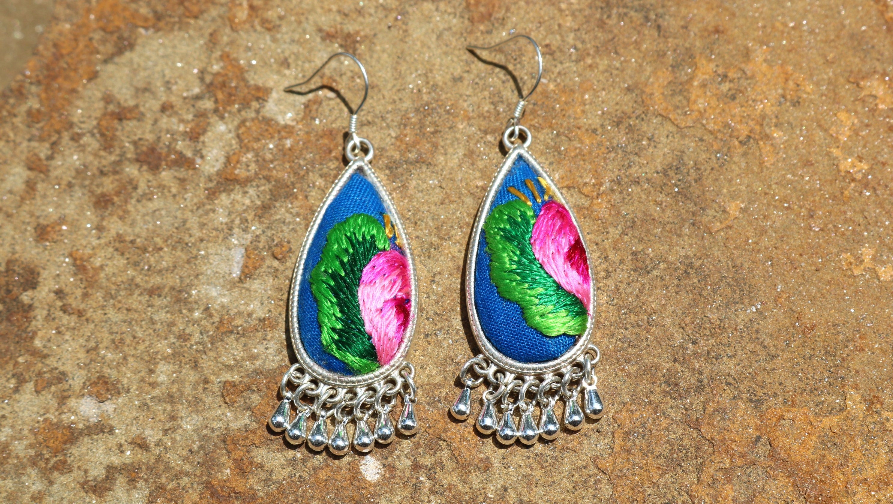 Serenity Embroidered Teardrop Earrings