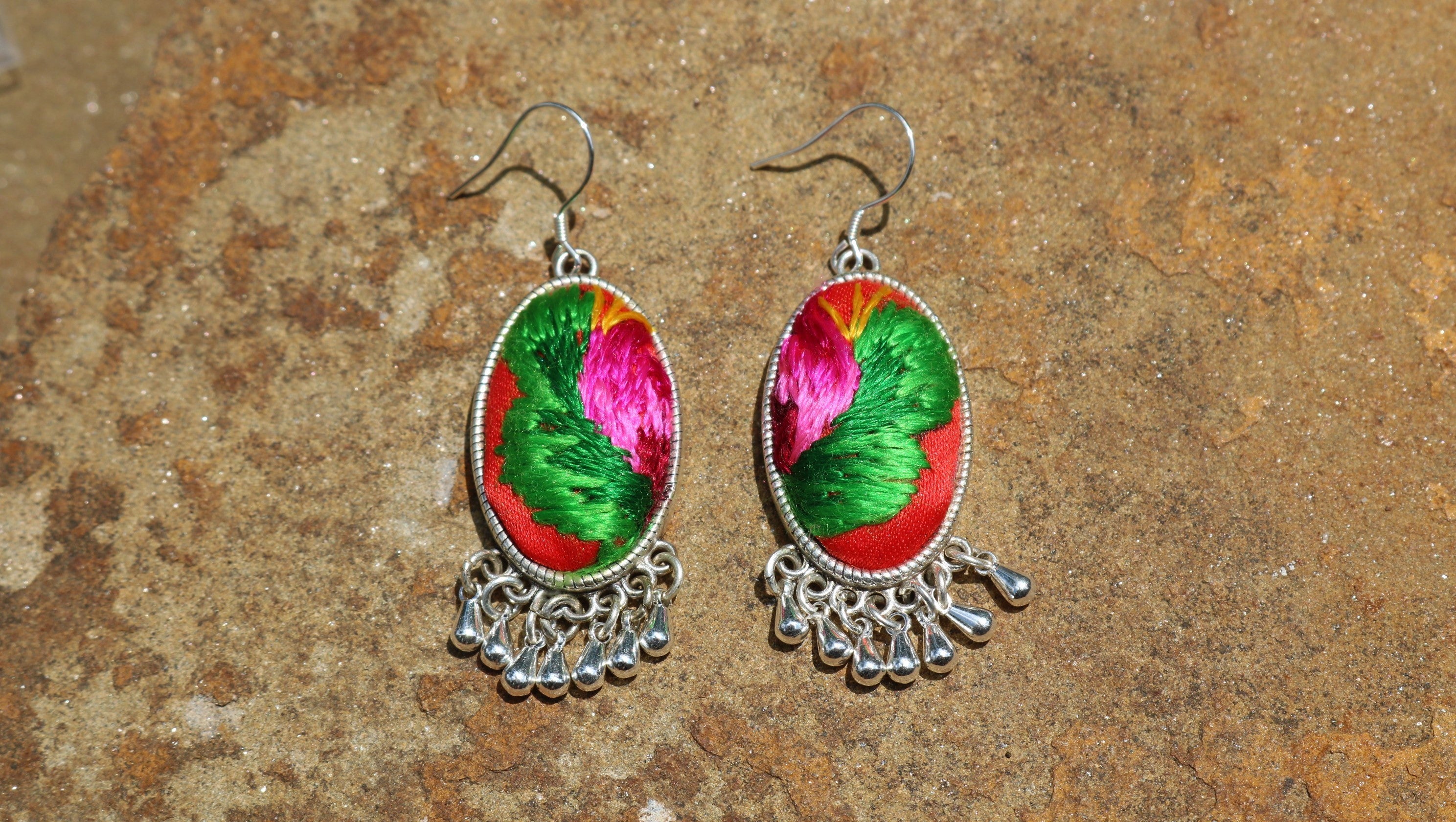 Serenity Embroidered Teardrop Earrings