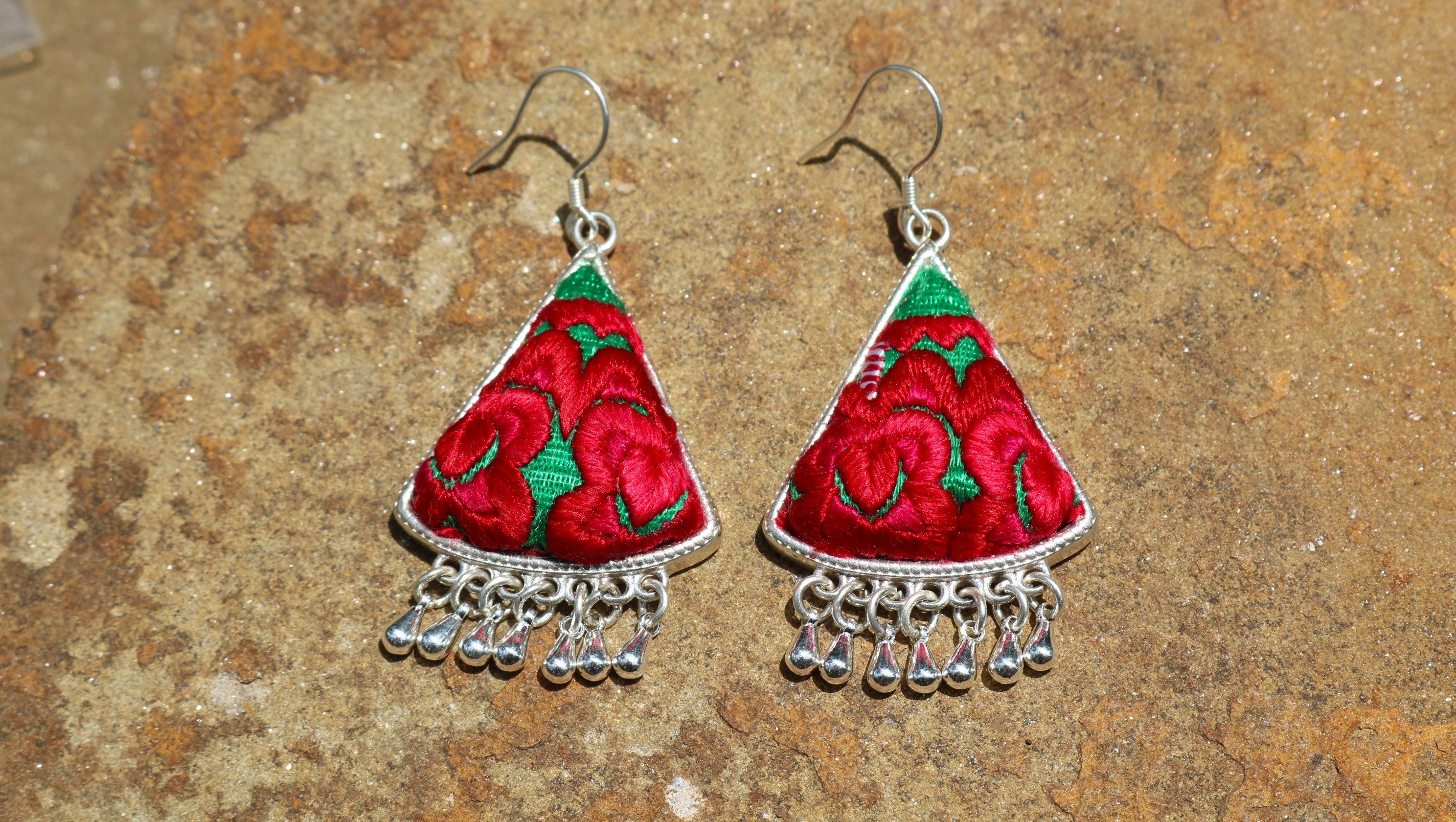 Tranquil Embroidered Teardrop Earrings