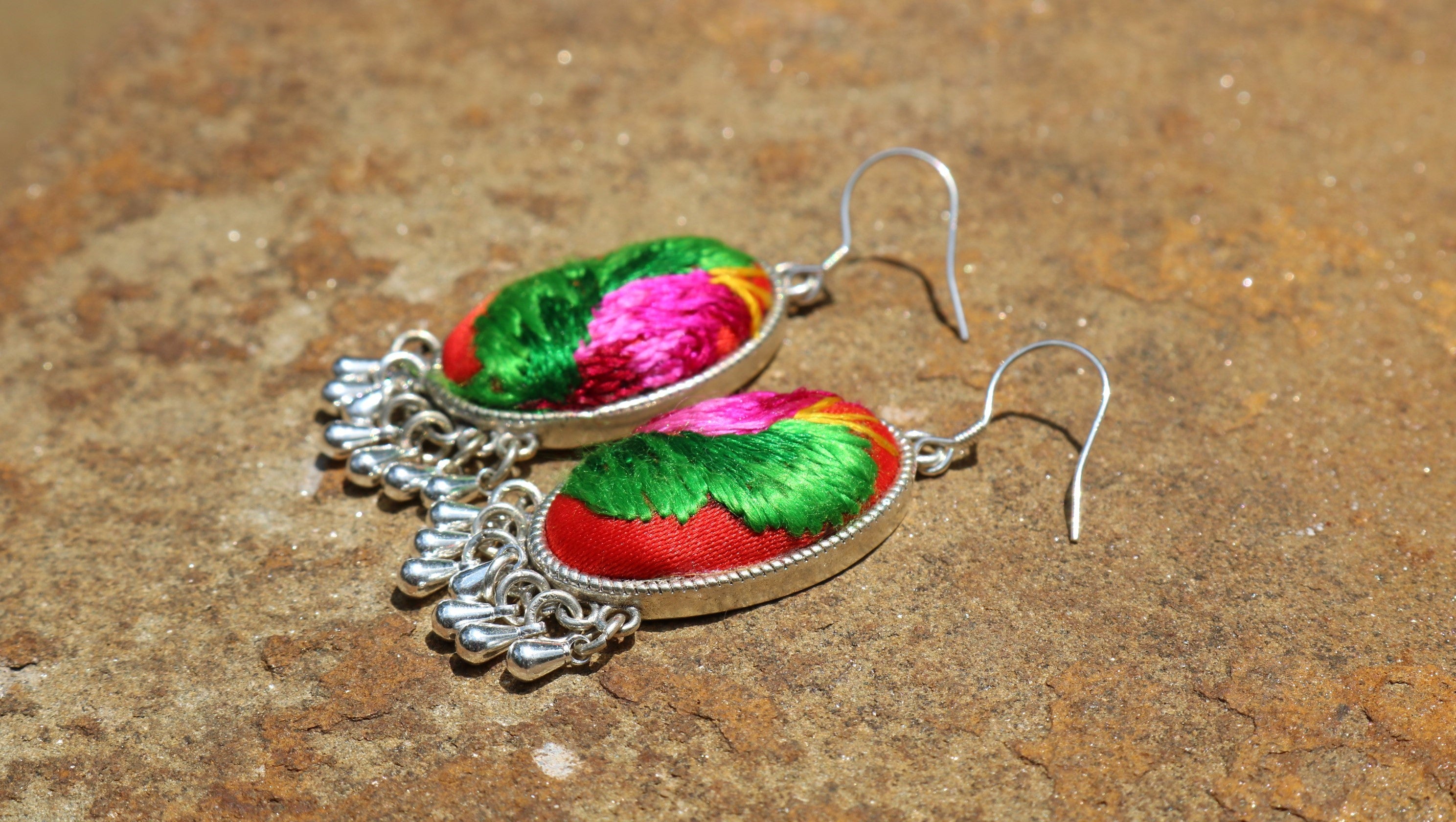 Serenity Embroidered Teardrop Earrings