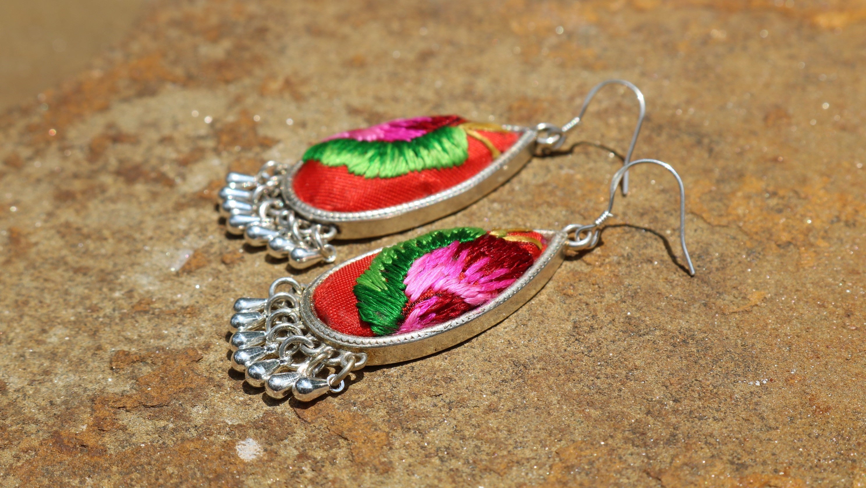 Serenity Embroidered Teardrop Earrings