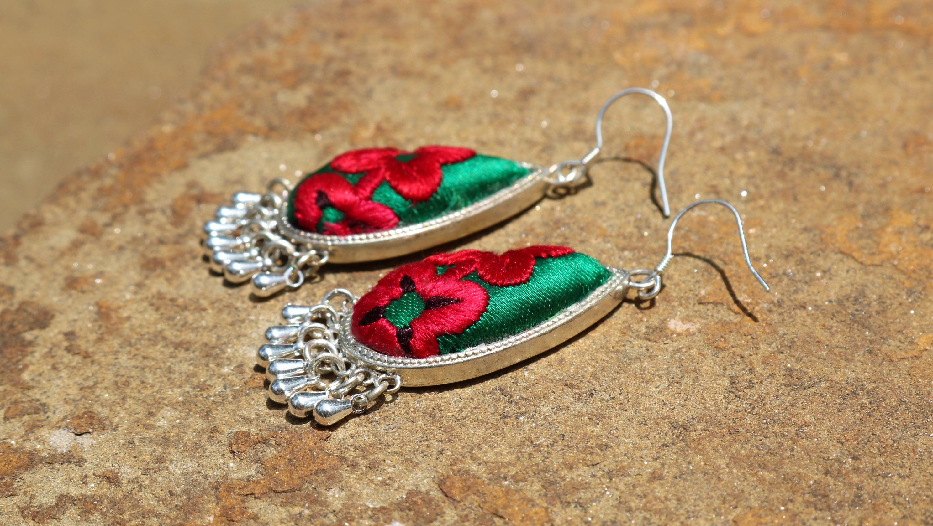 Serenity Embroidered Teardrop Earrings