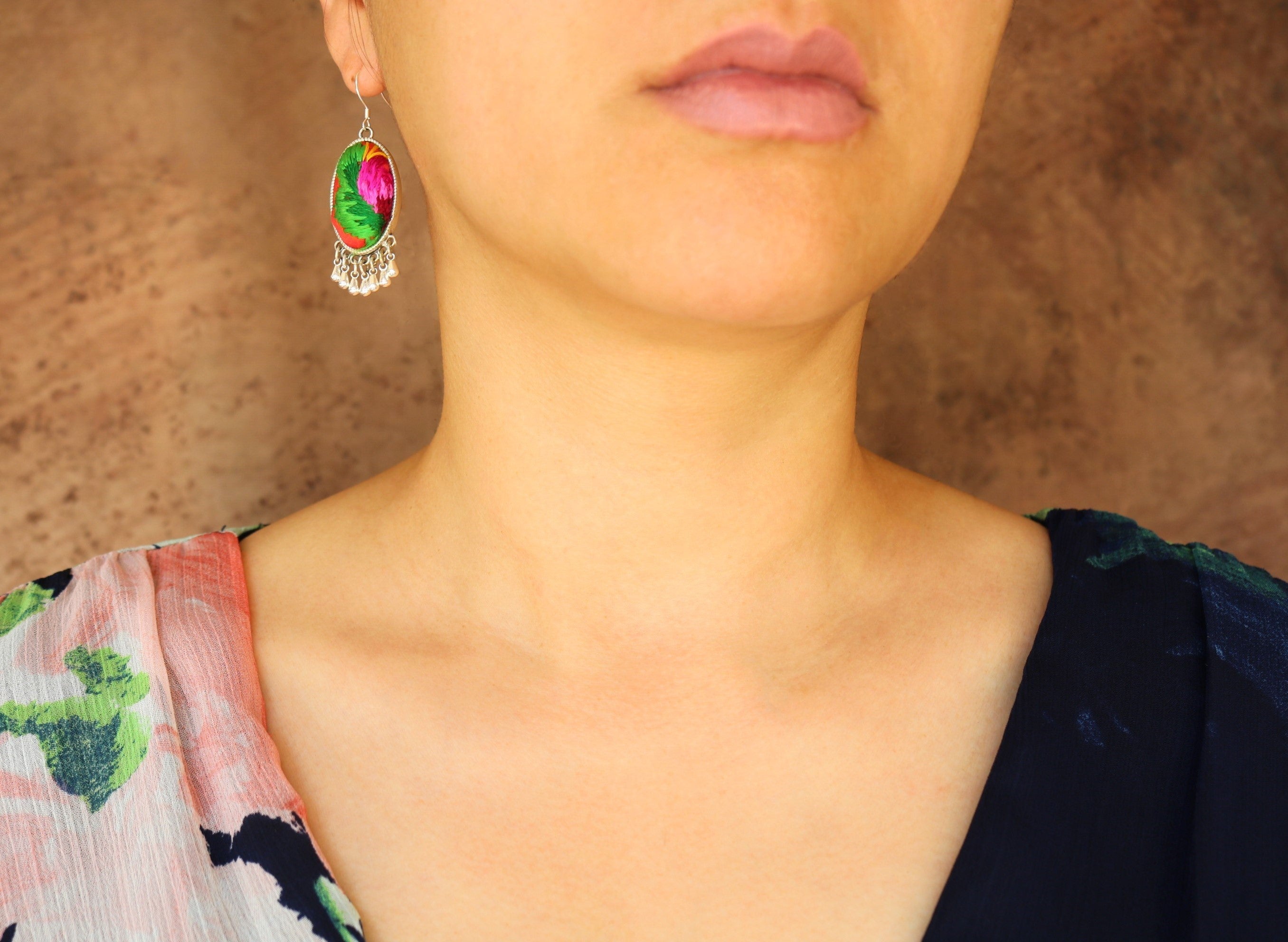 Serenity Embroidered Teardrop Earrings