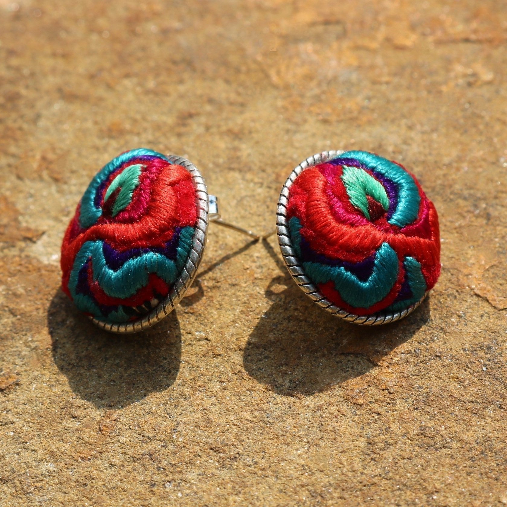 Infinity Circlets Hand Embroidered Stud Earrings