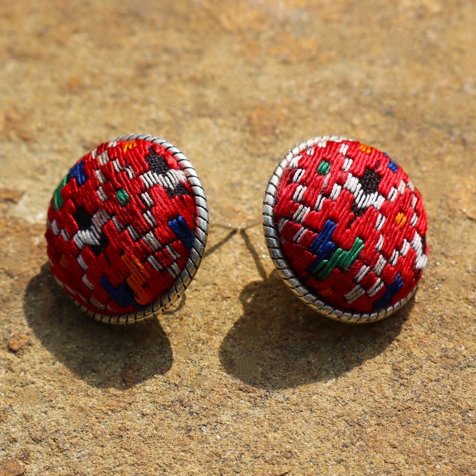 Infinity Circlets Hand Embroidered Stud Earrings