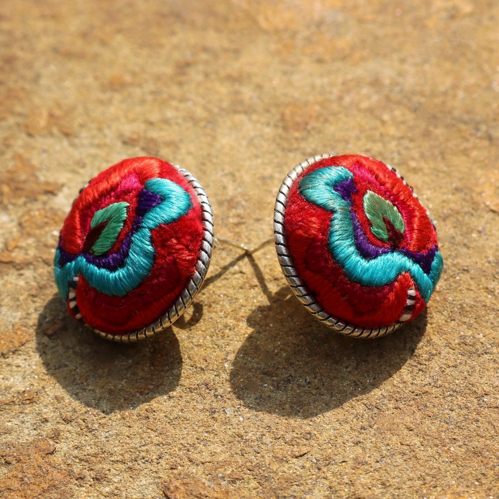 Infinity Circlets Hand Embroidered Stud Earrings