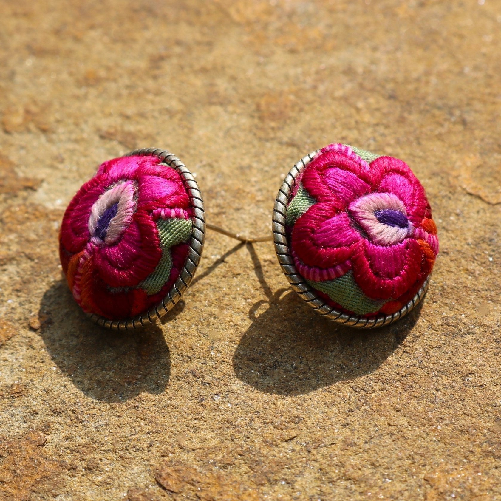 Infinity Circlets Hand Embroidered Stud Earrings