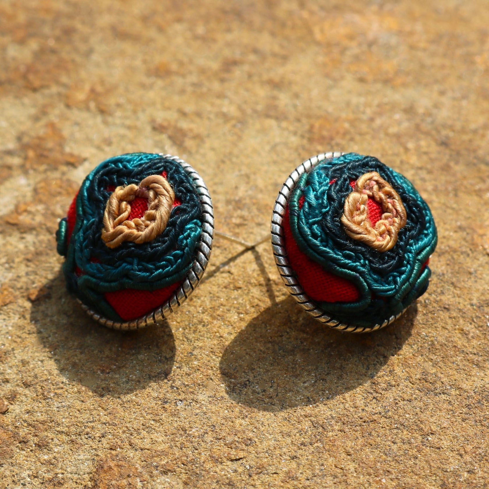 Infinity Circlets Hand Embroidered Stud Earrings