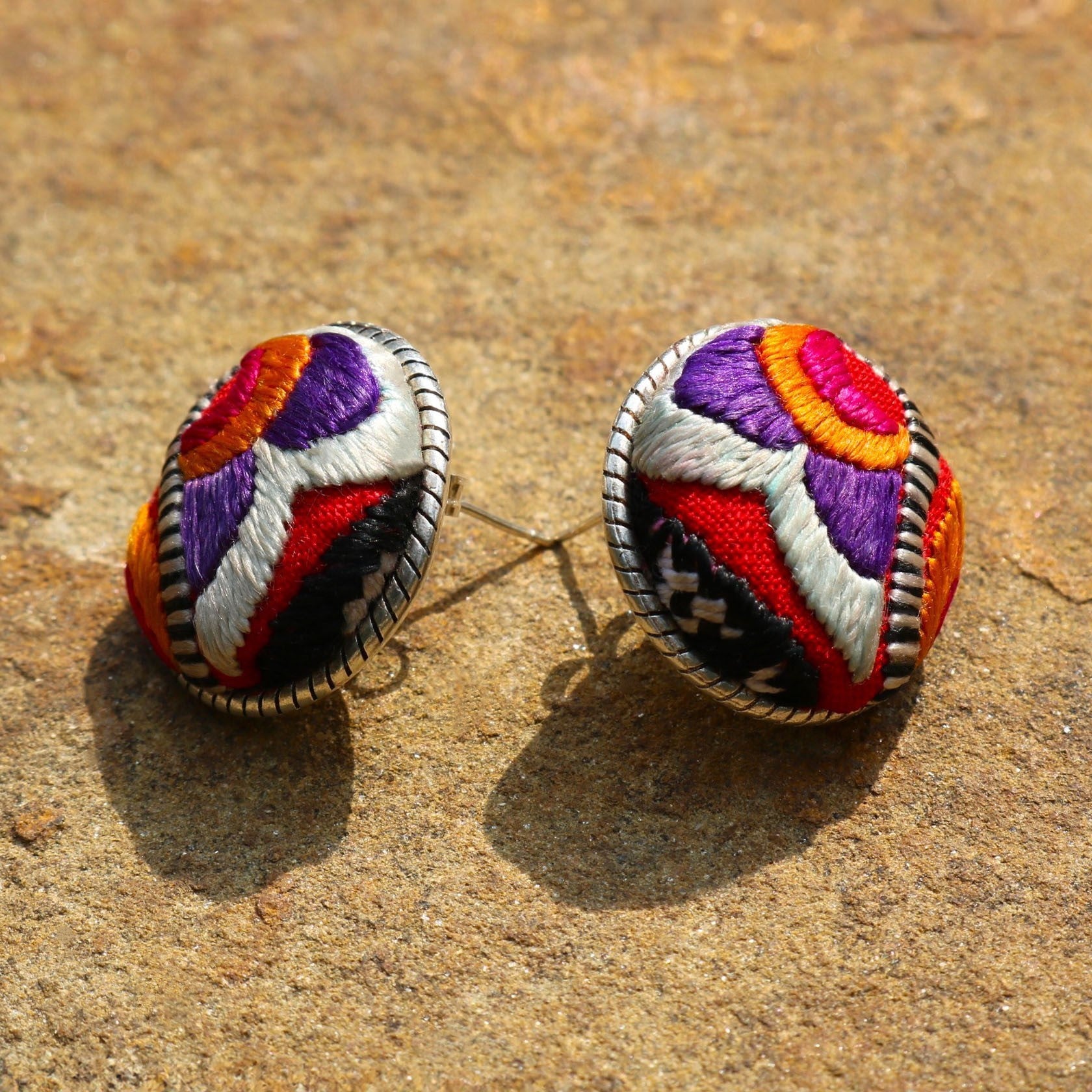 Infinity Circlets Hand Embroidered Stud Earrings