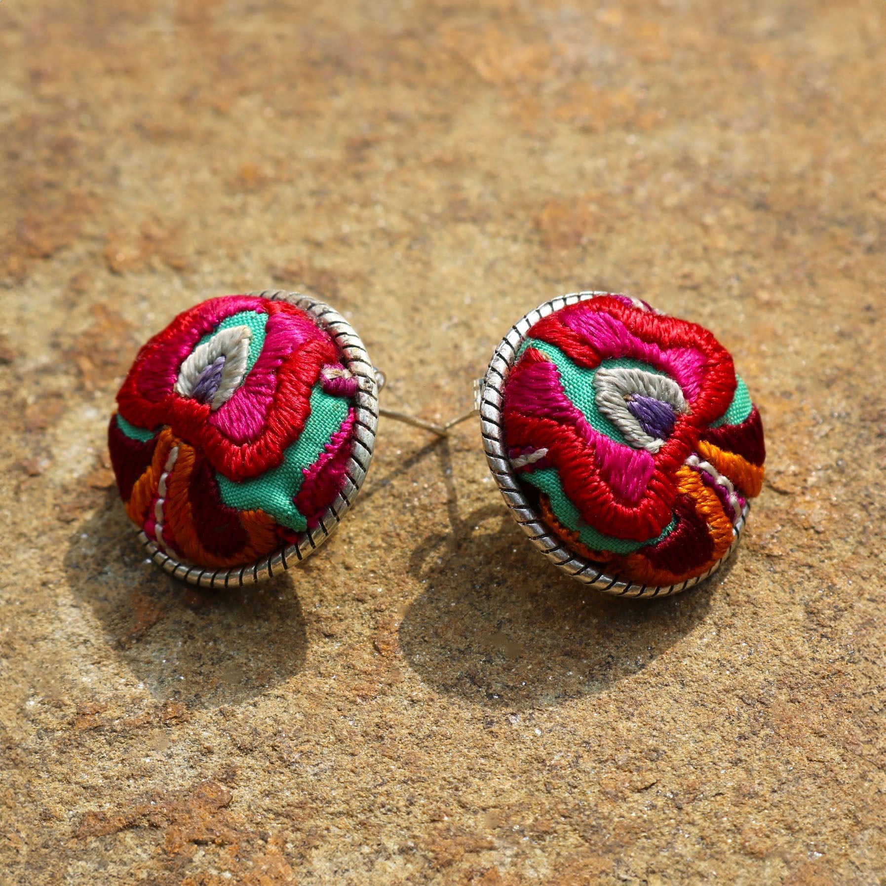 Infinity Circlets Hand Embroidered Stud Earrings