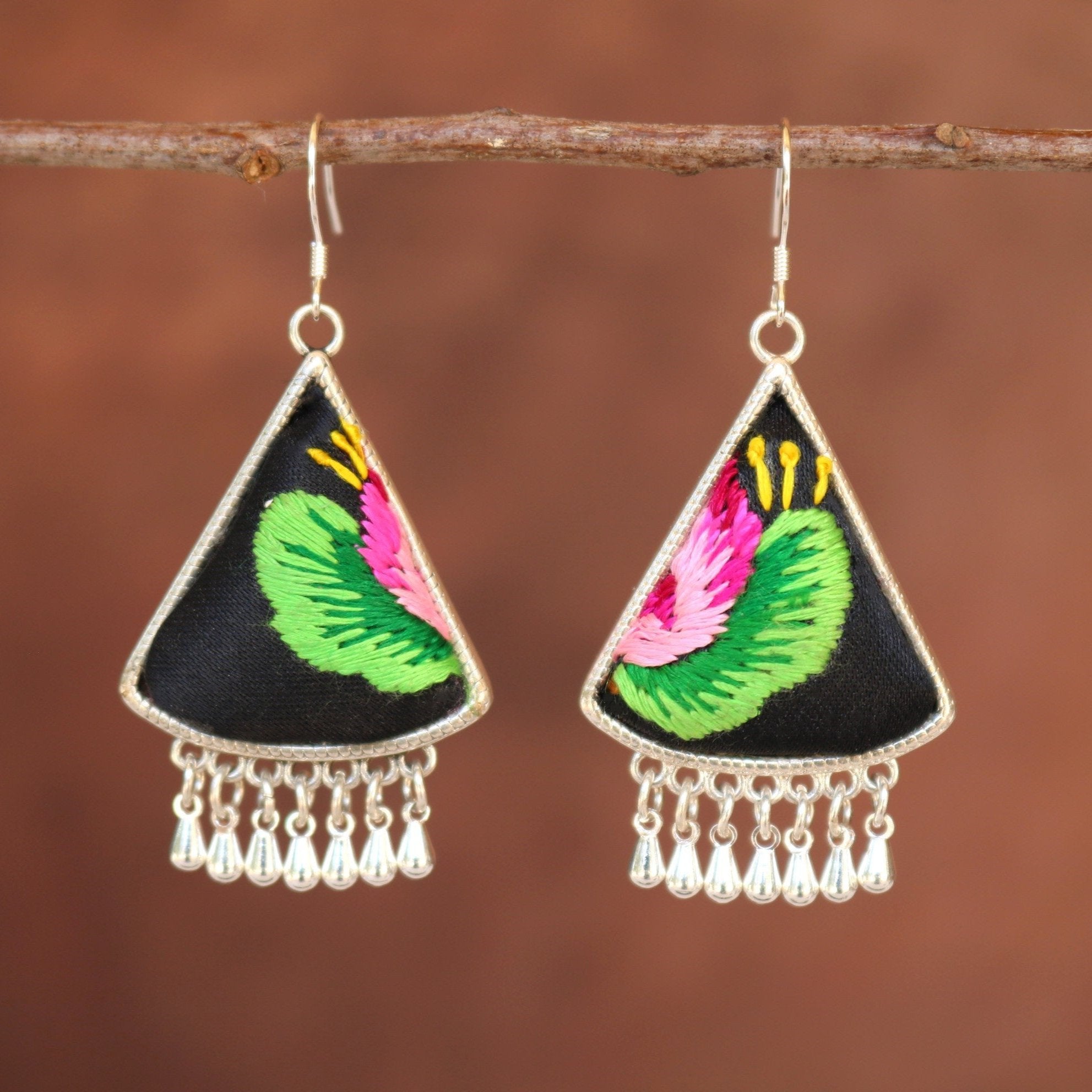 Tranquil Hand Embroidered Teardrop Earrings