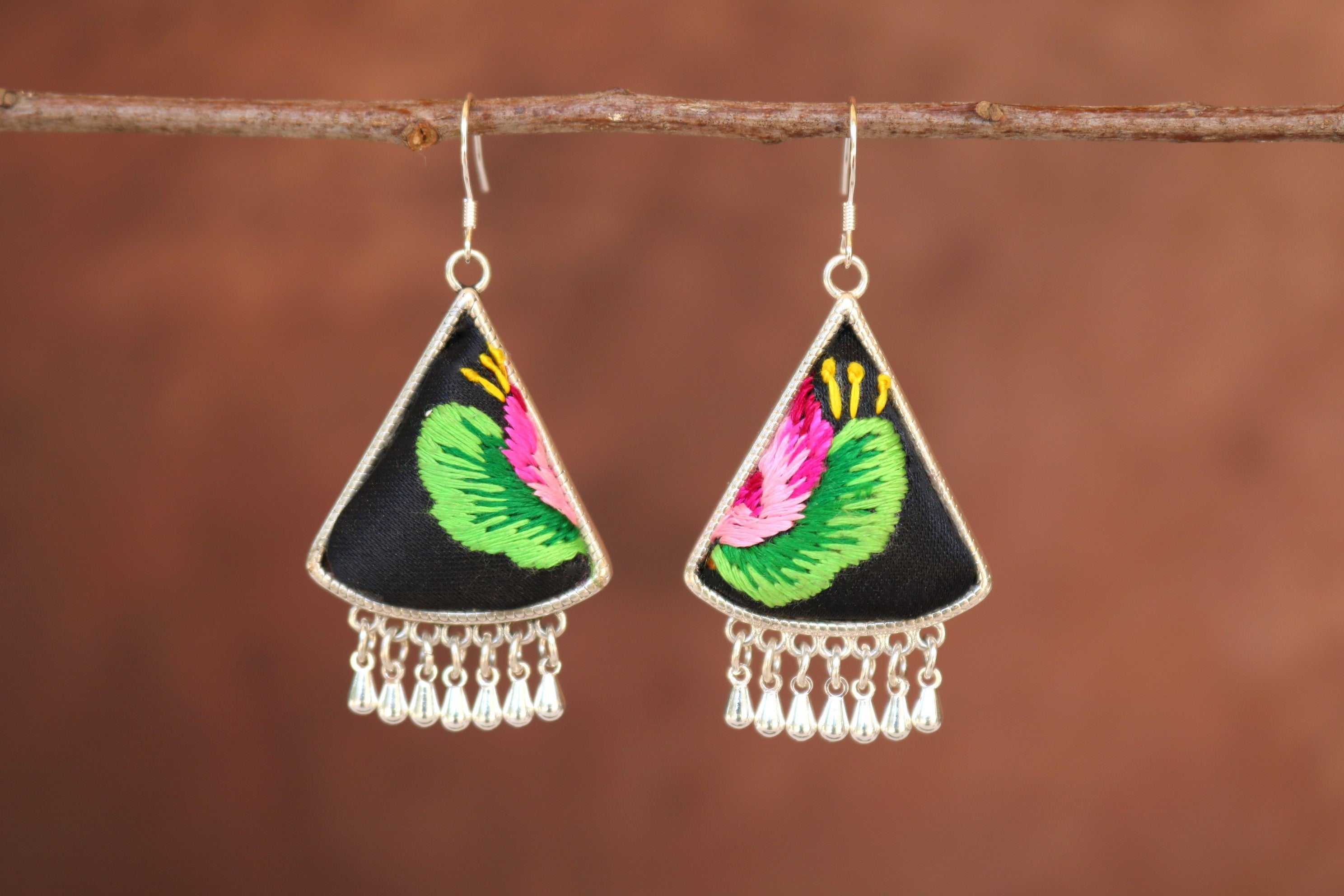 Tranquil Embroidered Teardrop Earrings