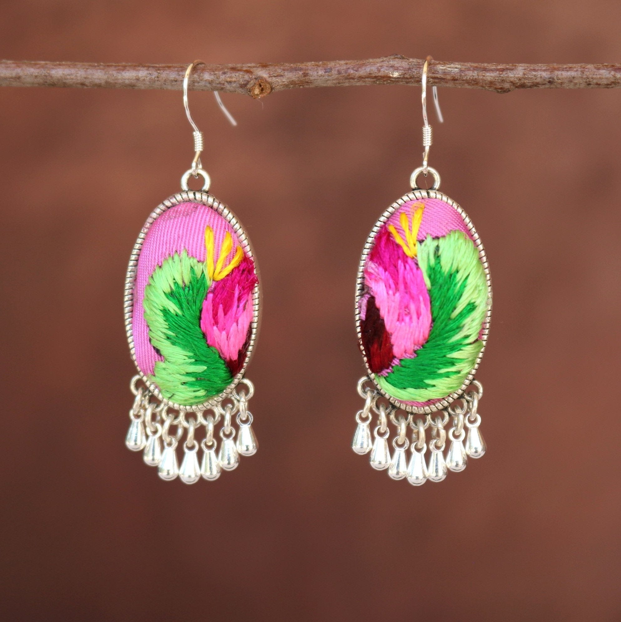 Serenity Embroidered Teardrop Earrings