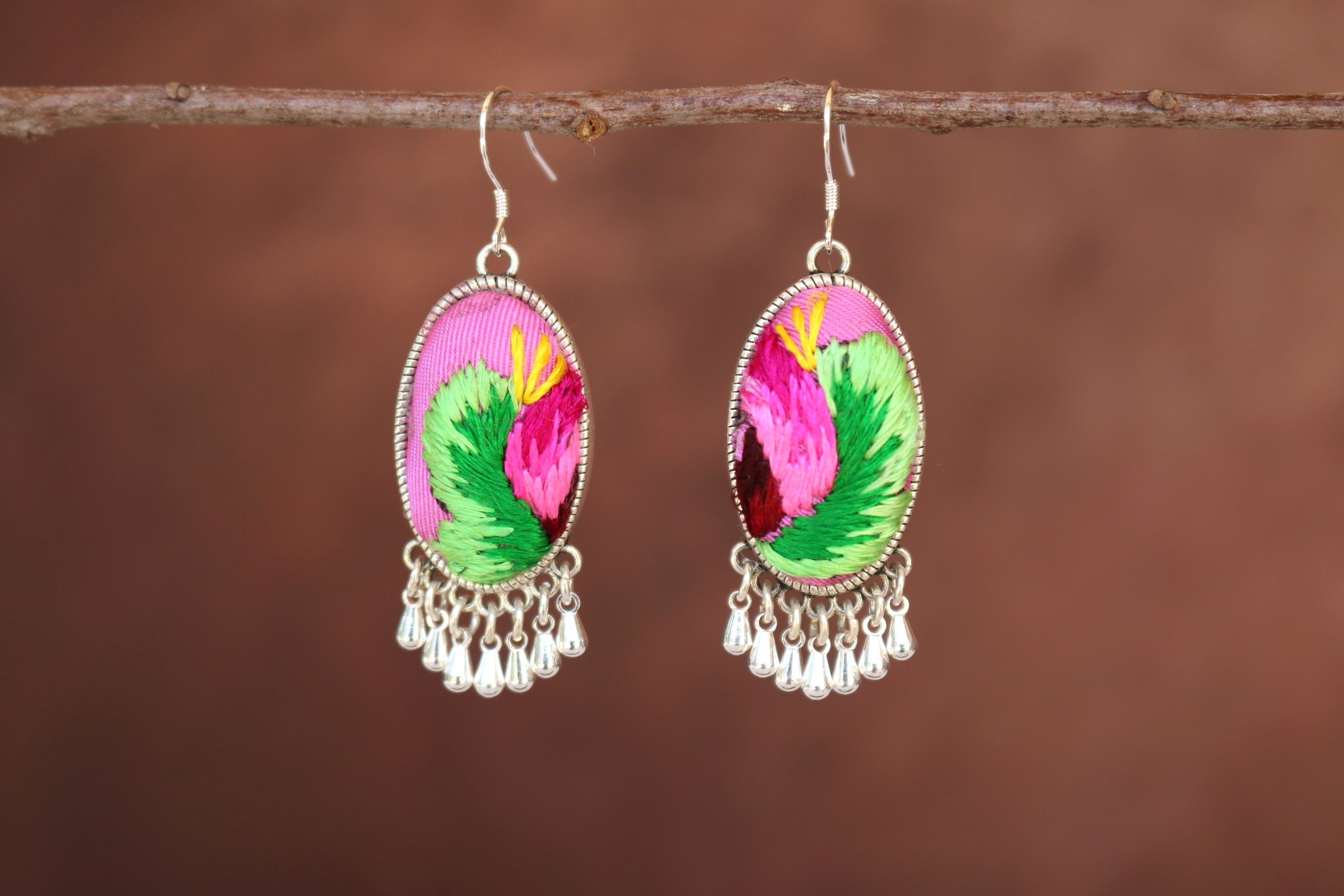 Serenity Embroidered Teardrop Earrings