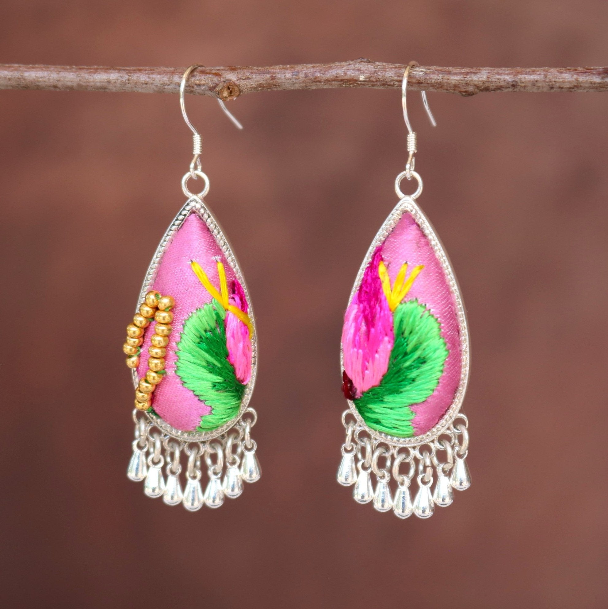 Serenity Embroidered Teardrop Earrings