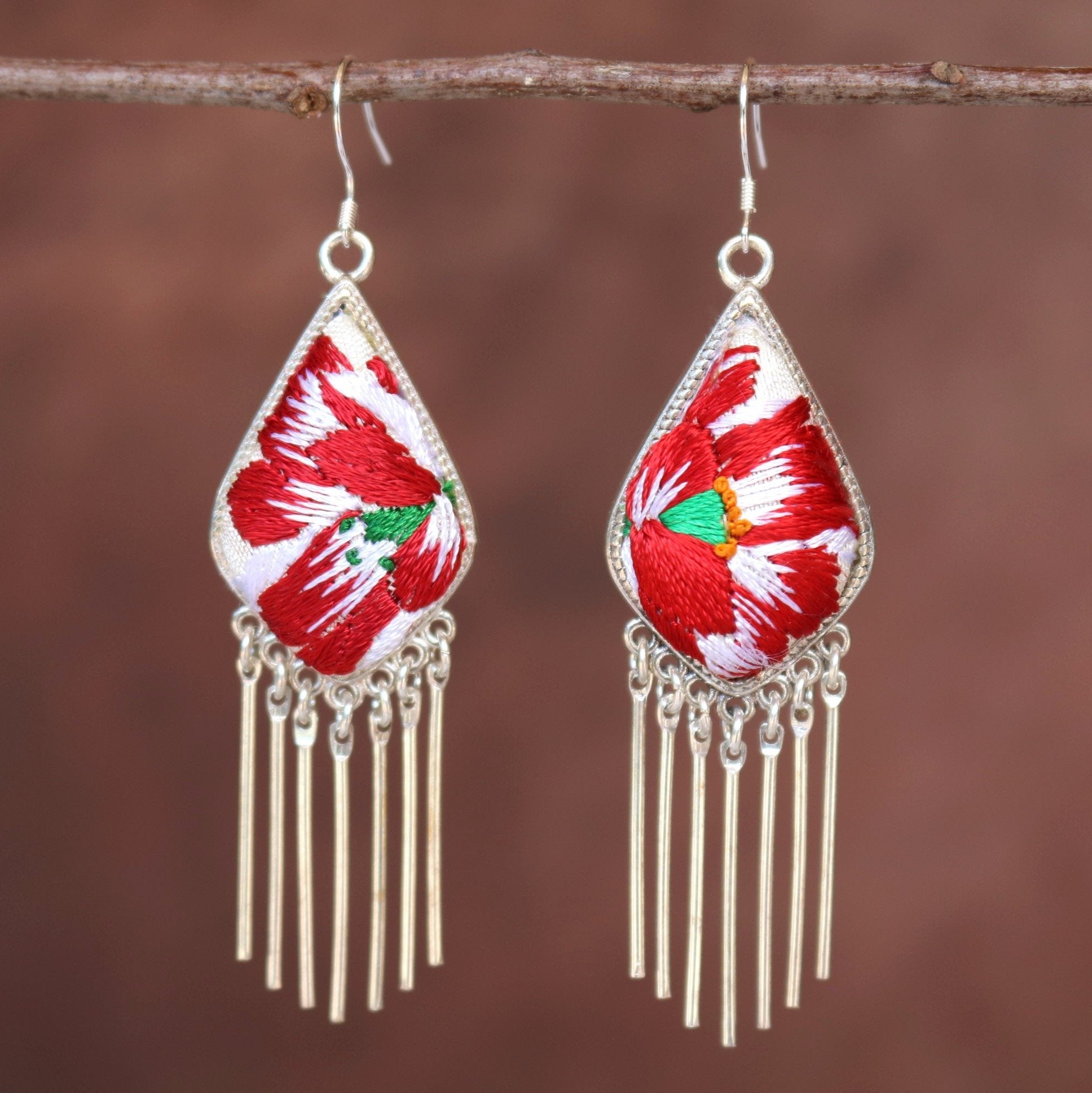 Blink and Bliss Embroidered Tassel Earrings