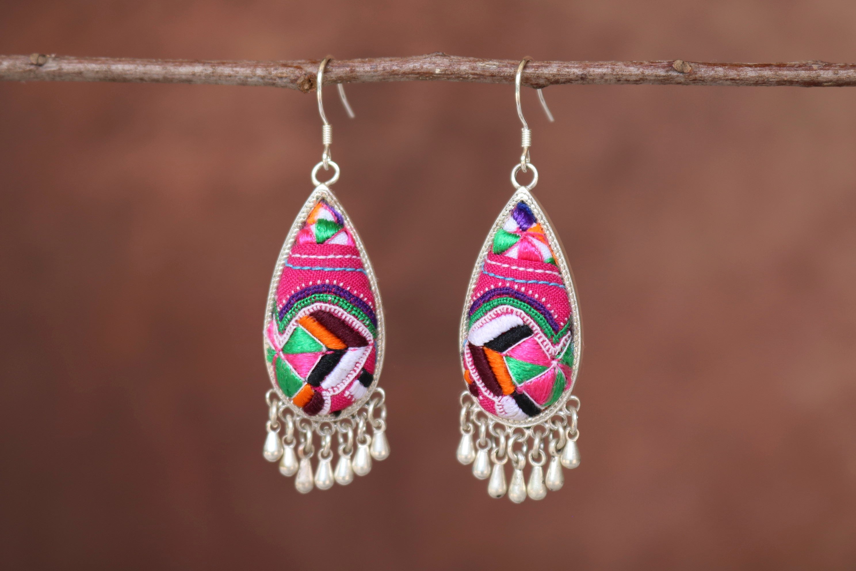 Serenity Embroidered Teardrop Earrings