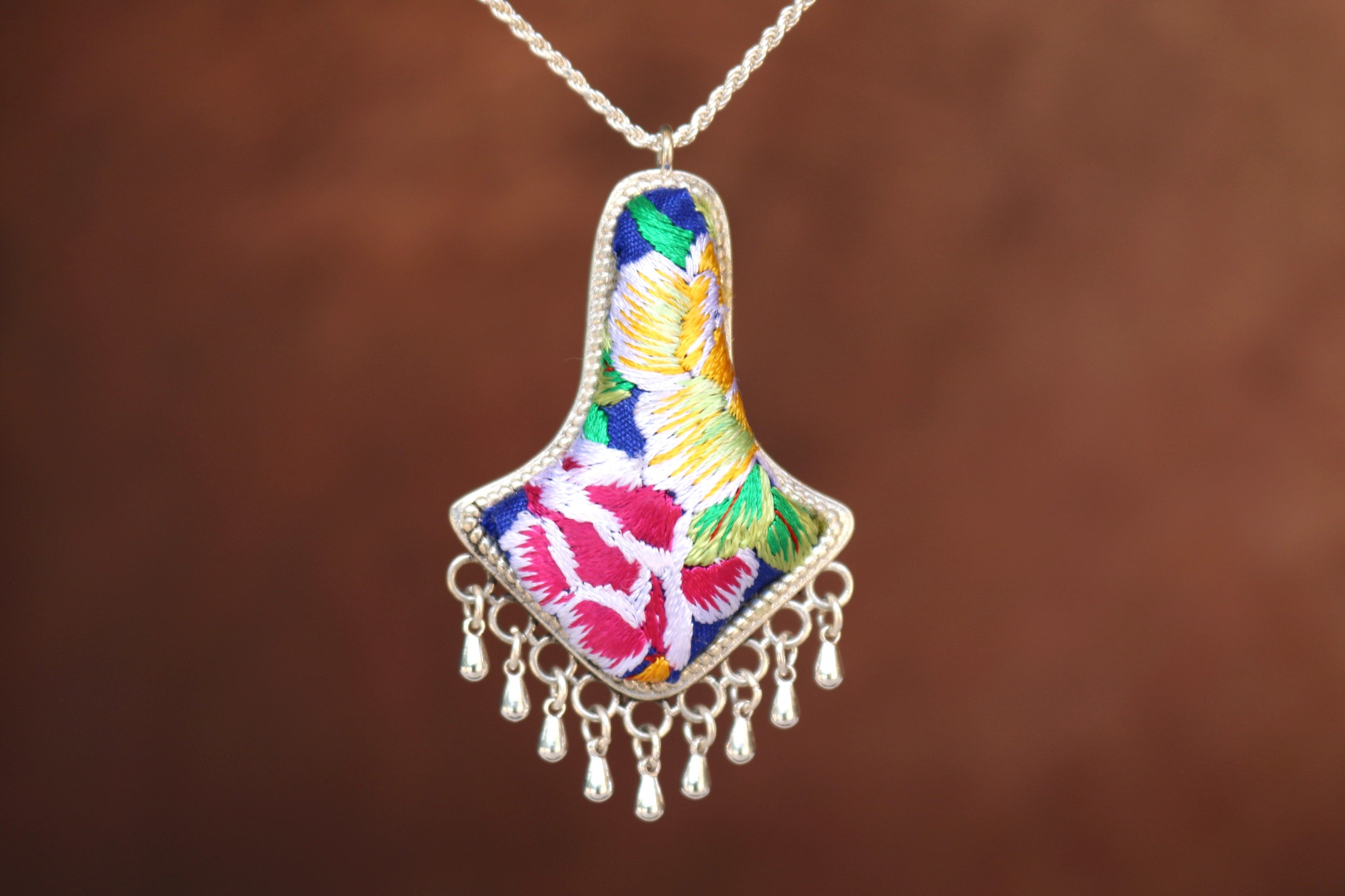 Harmony Bell Embroidered Necklace with Teardrops