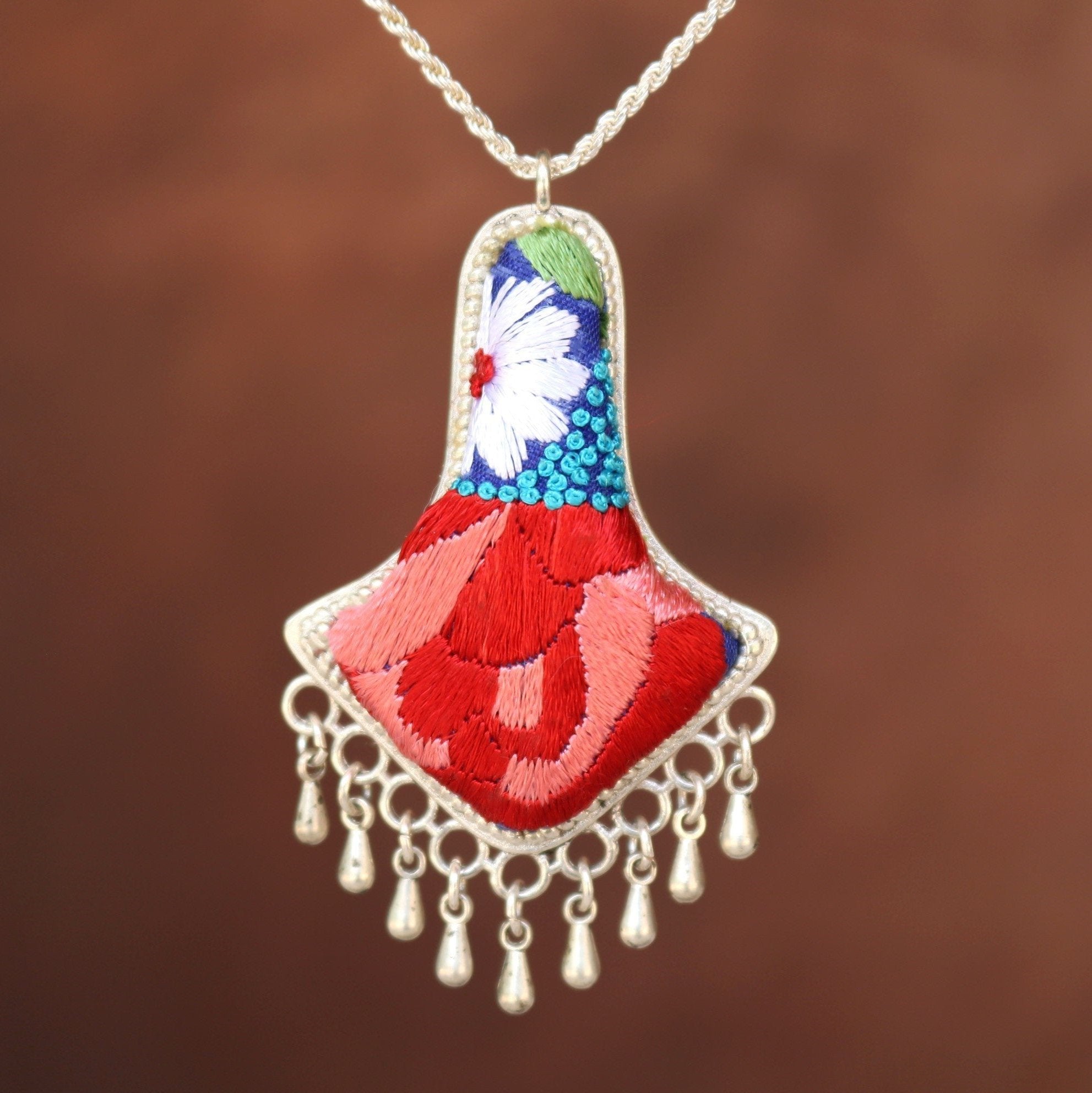 Harmony Bell Hand Embroidered Necklace