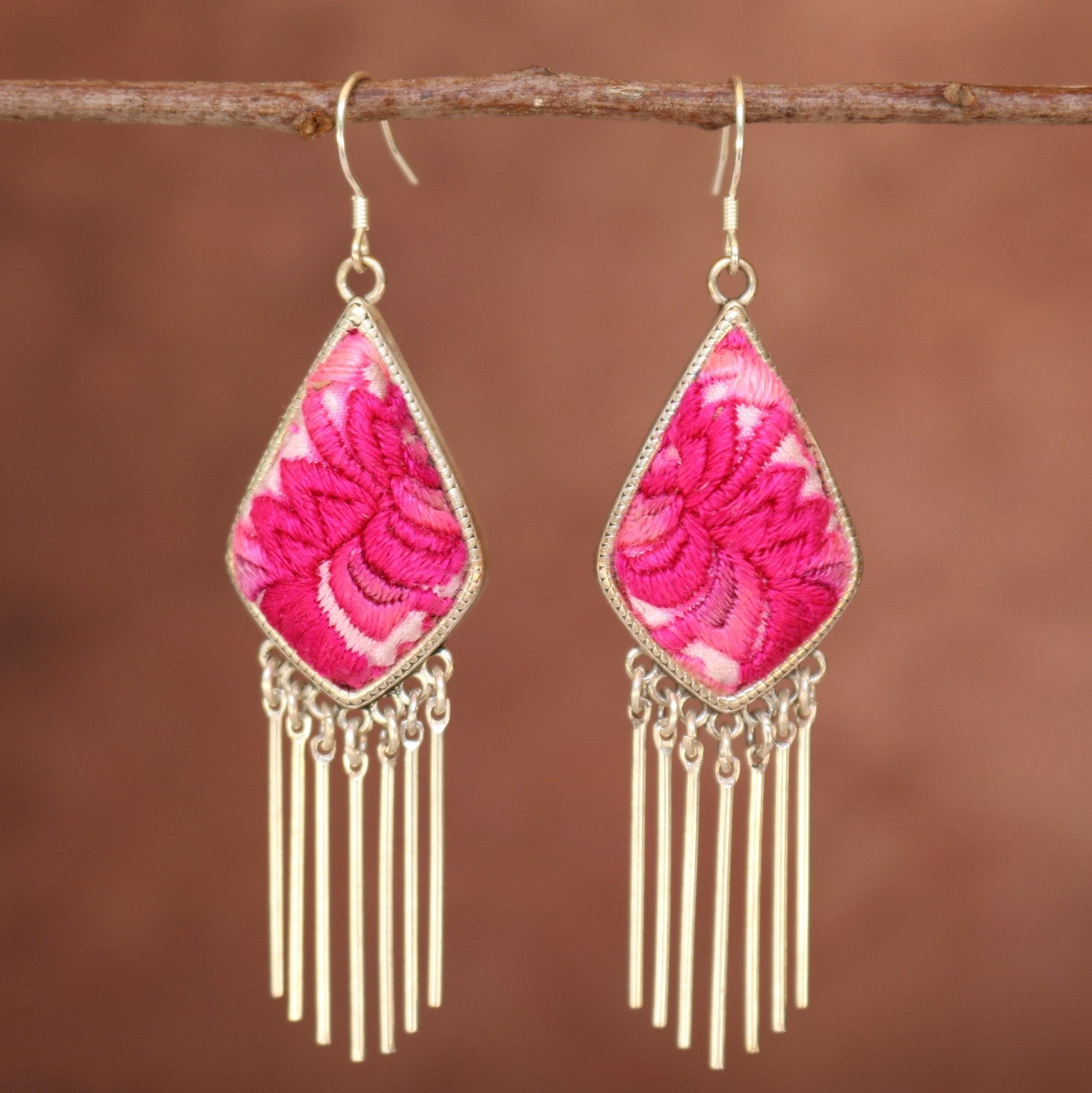 Blink and Bliss Hand Embroidered Tassel Earrings