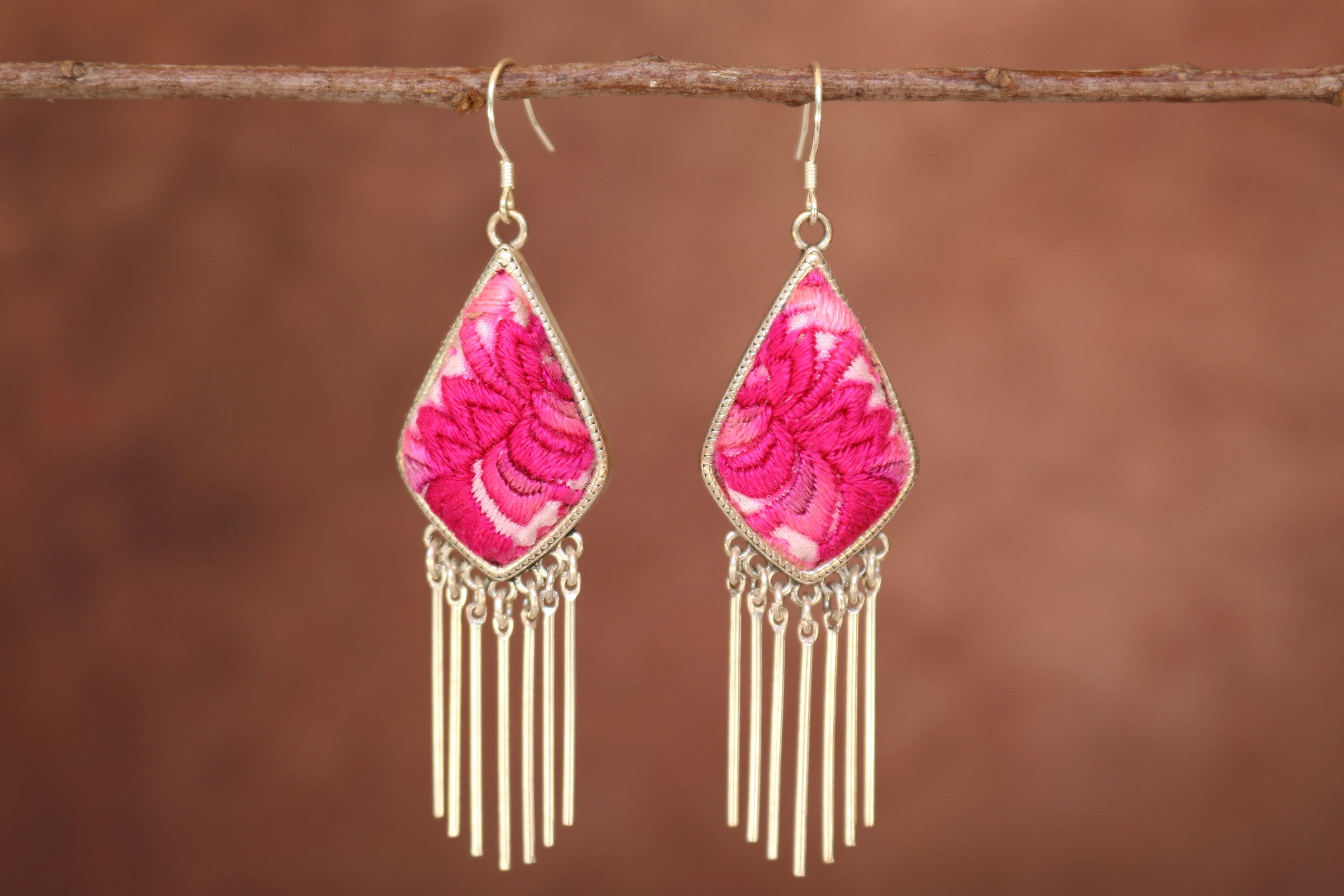 Blink and Bliss Embroidered Tassel Earrings