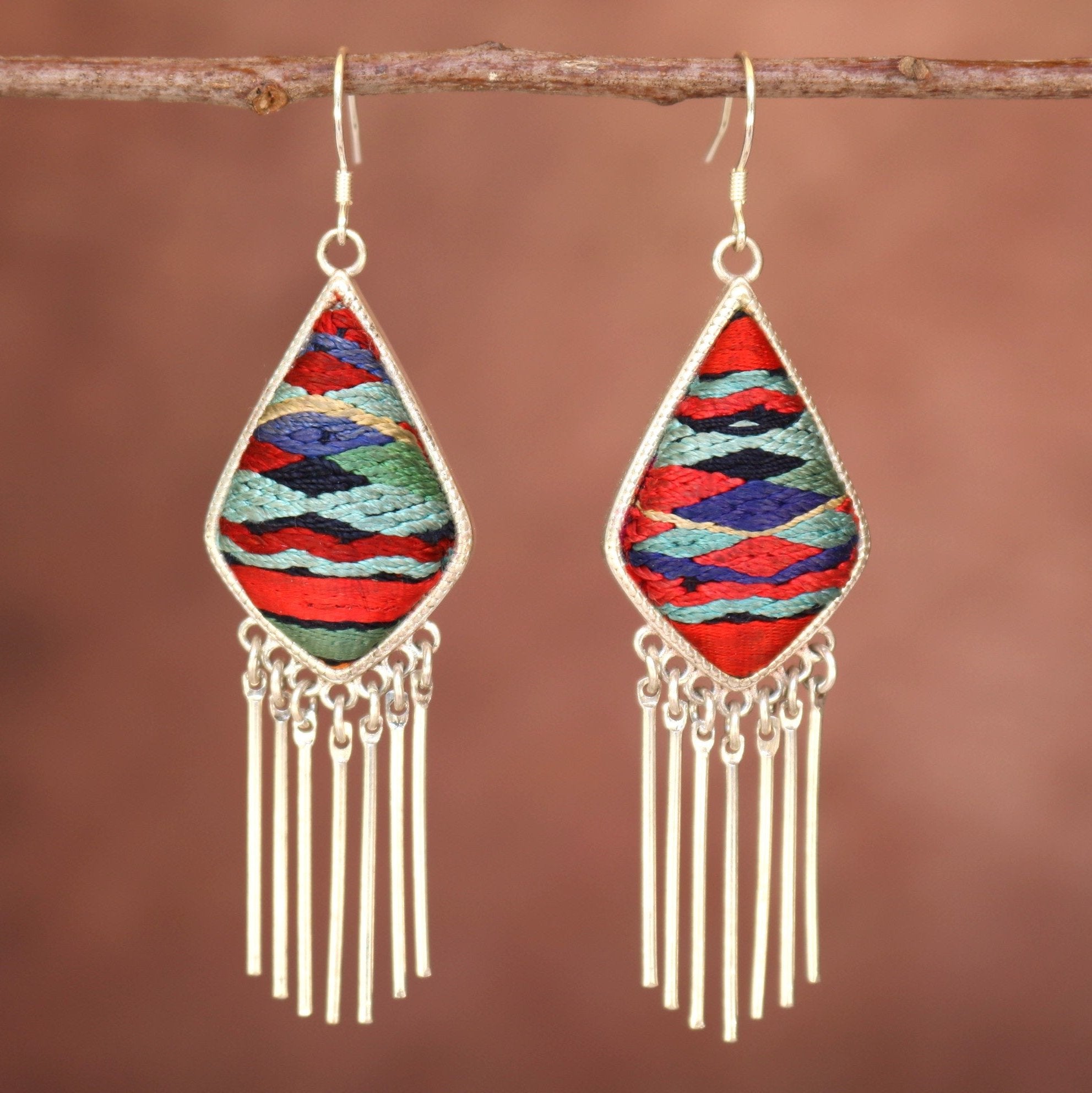 Blink and Bliss Hand Embroidered Tassel Earrings