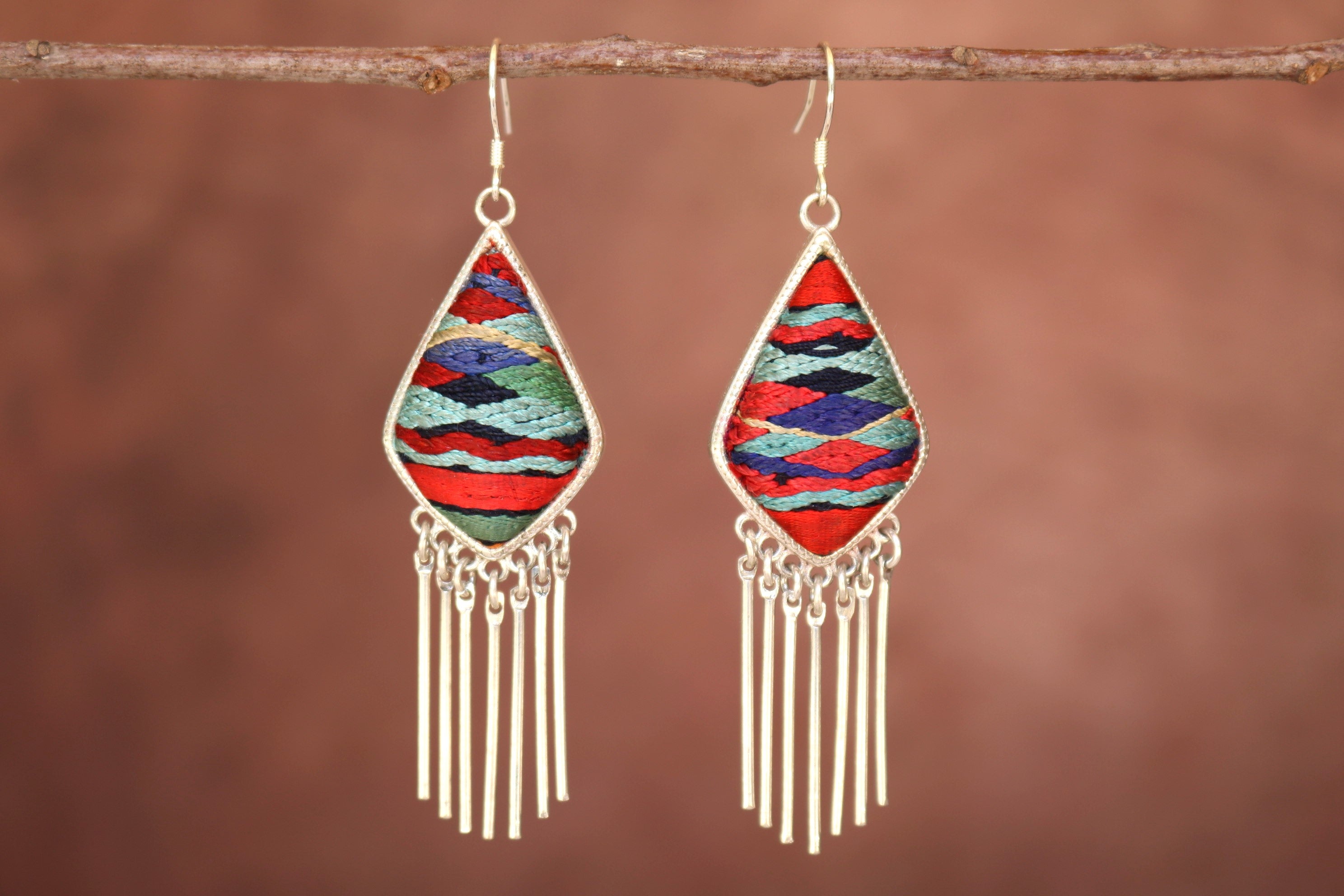 Blink and Bliss Embroidered Tassel Earrings